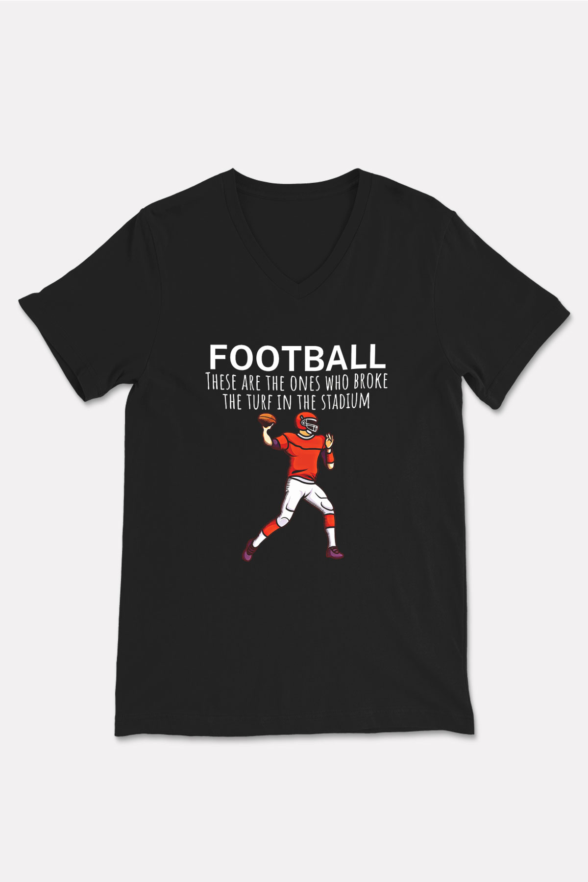 Amerikan Futbolu - American Football Baskılı Unisex Siyah V Yaka Tişört