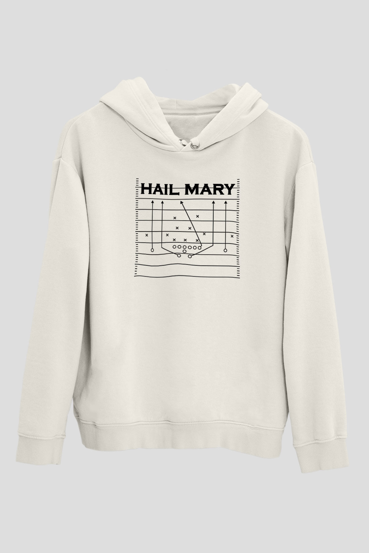 Amerikan Futbolu Baskılı Unisex Ekru Hoodie