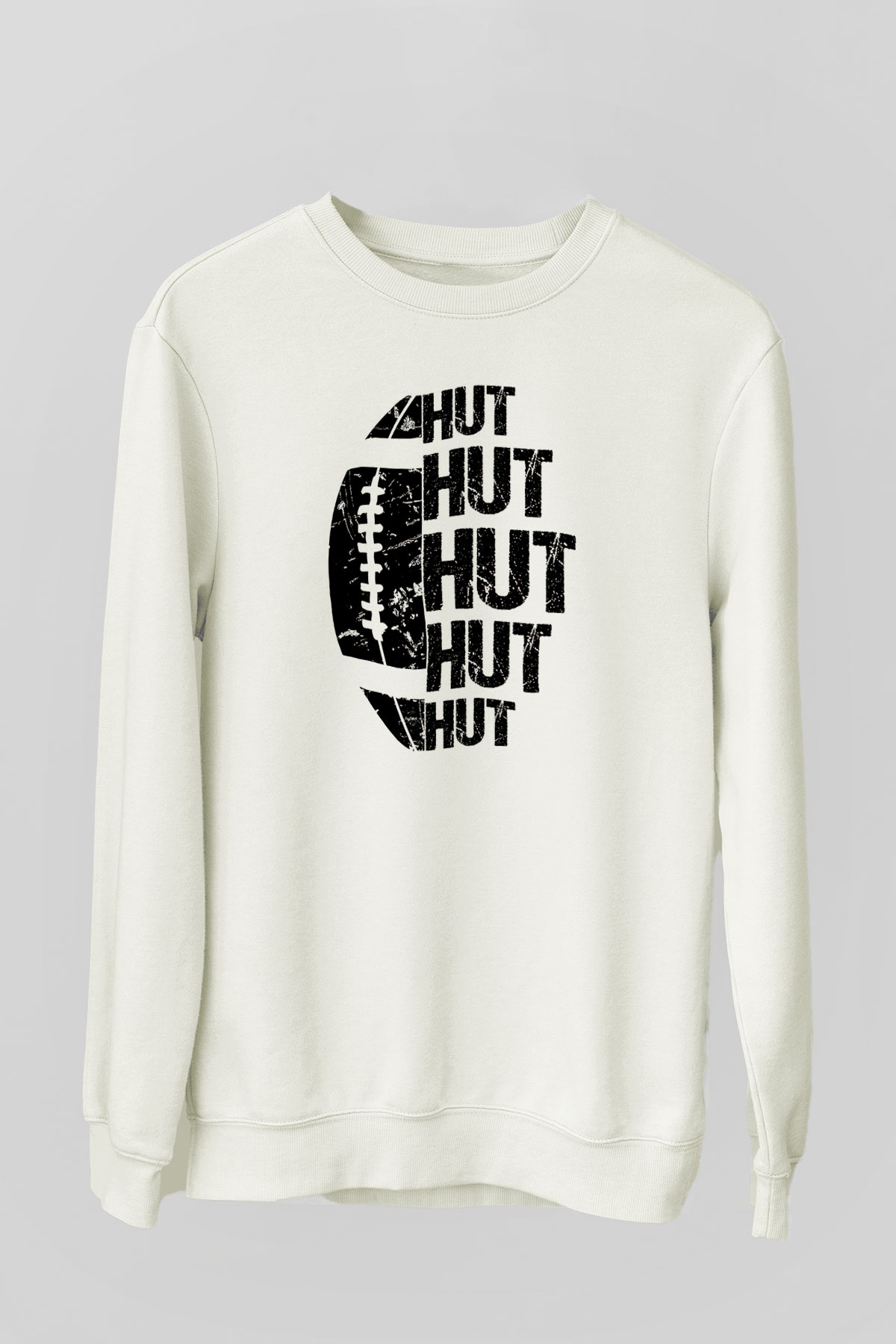 Amerikan Futbolu Baskılı Unisex Ekru Sweatshirt