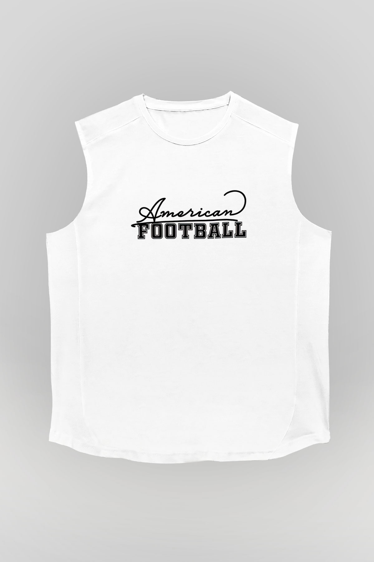 Amerikan Futbolu Baskılı Unisex Kolsuz Beyaz Tişört