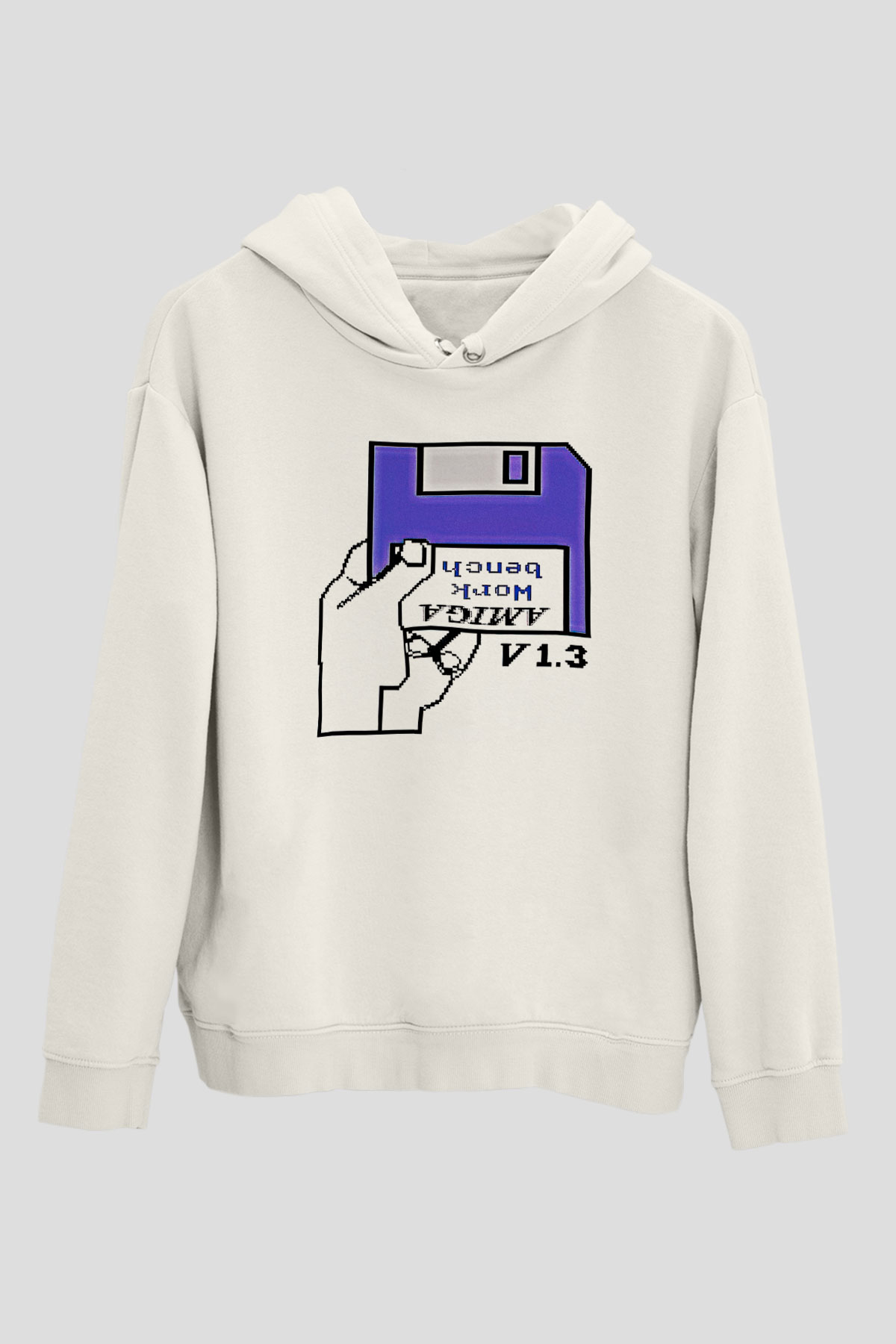 Amiga 500 Baskılı Beyaz Unisex Kapüşonlu Sweatshirt