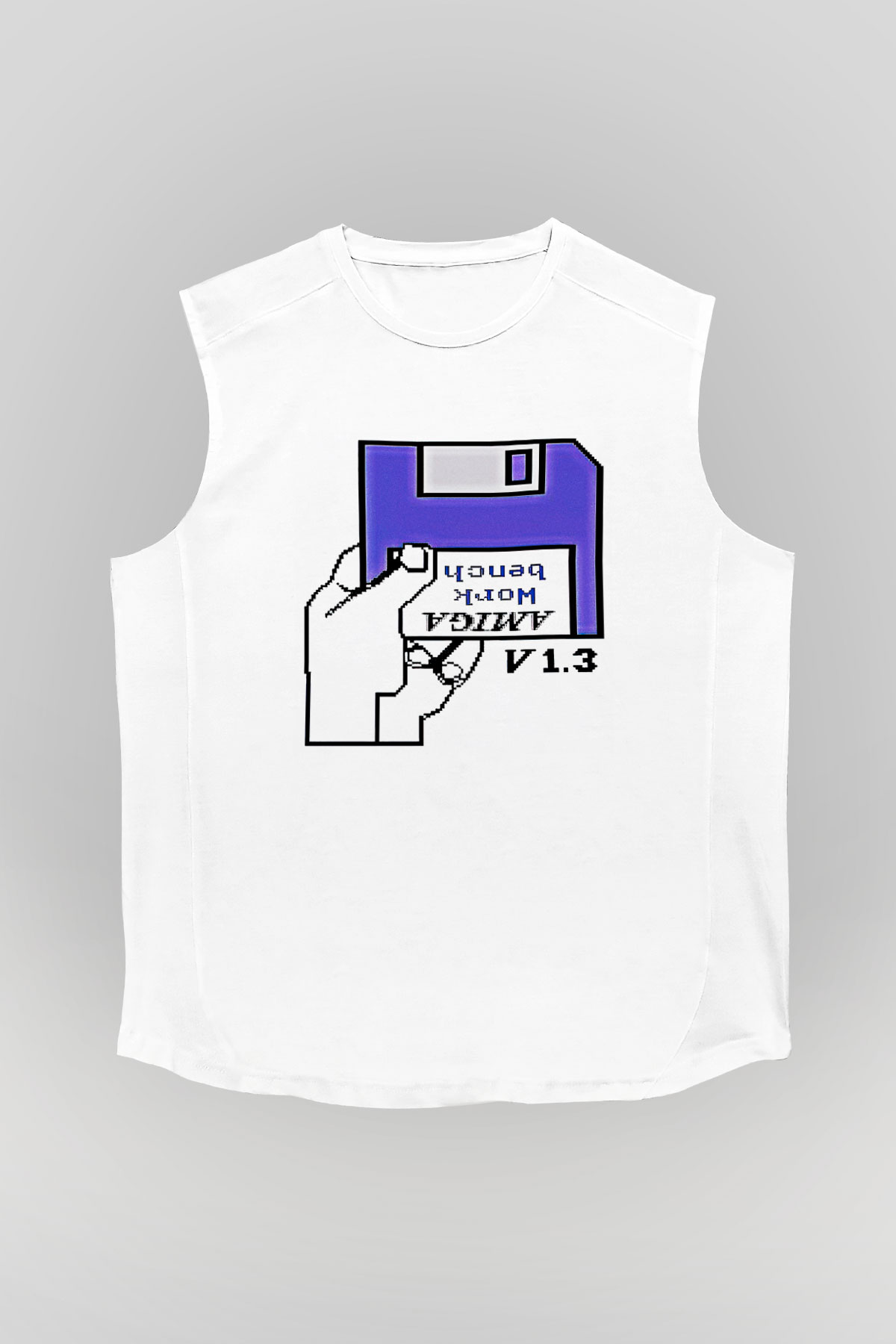 Amiga 500 Baskılı Beyaz Unisex Kolsuz Tişört - Tshirt
