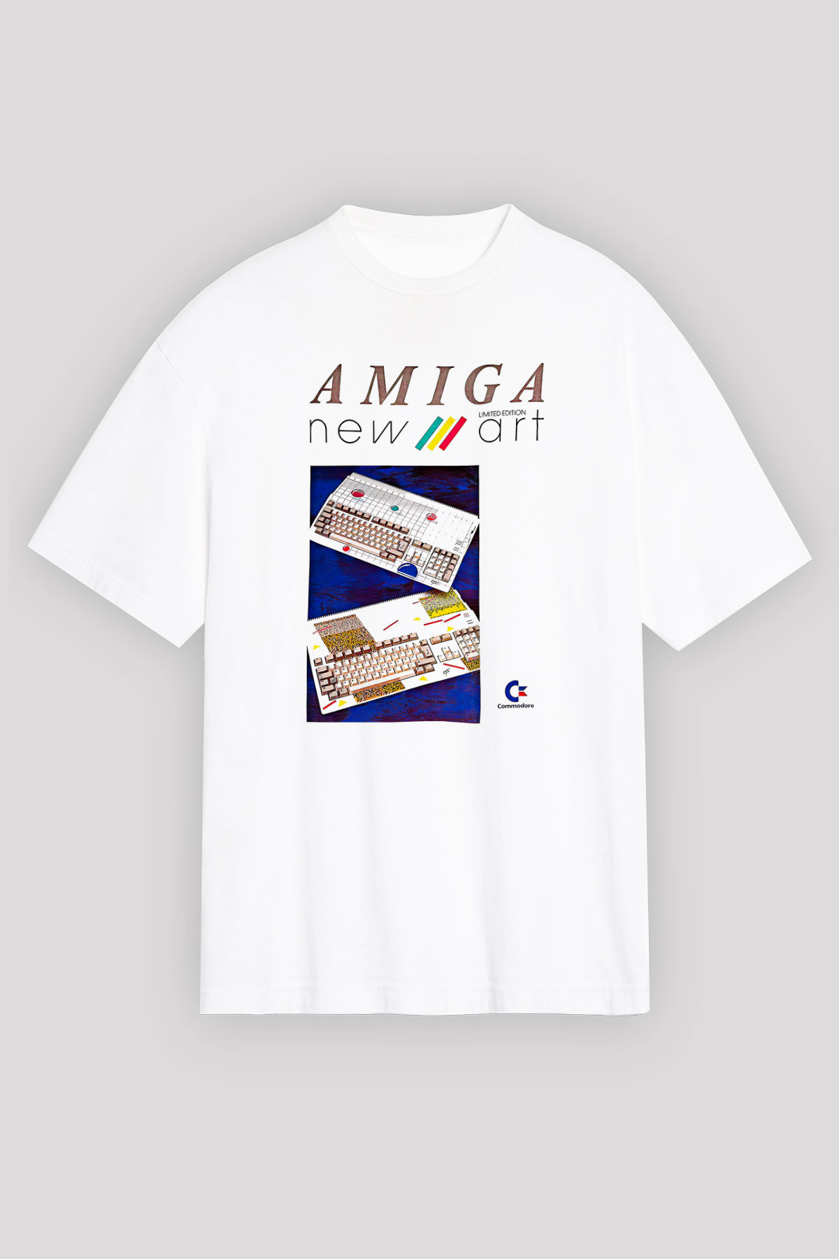 Amiga 500 Baskılı Beyaz Unisex Oversize Tişört - Tshirt