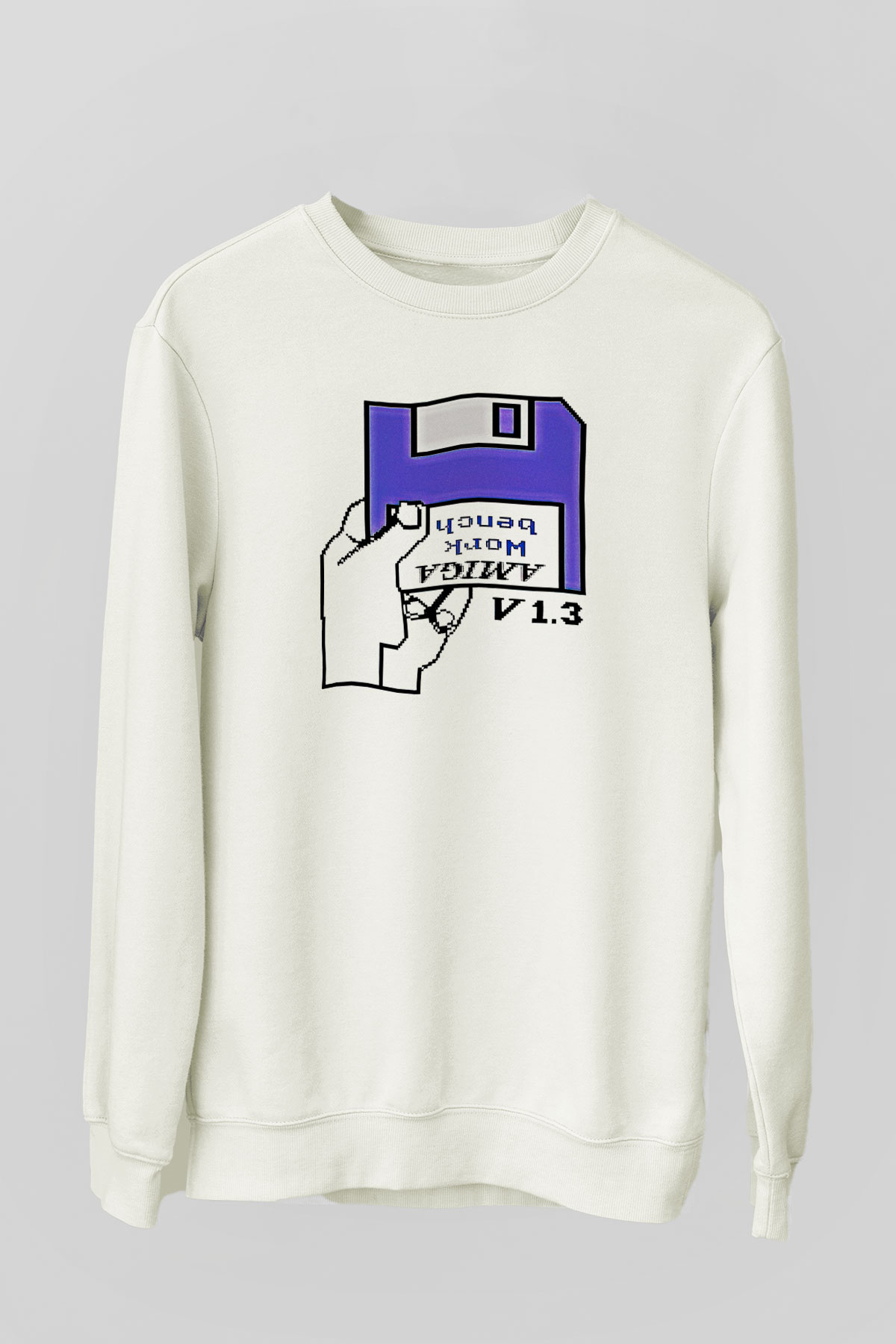 Amiga 500 Baskılı Beyaz Unisex Sweatshirt