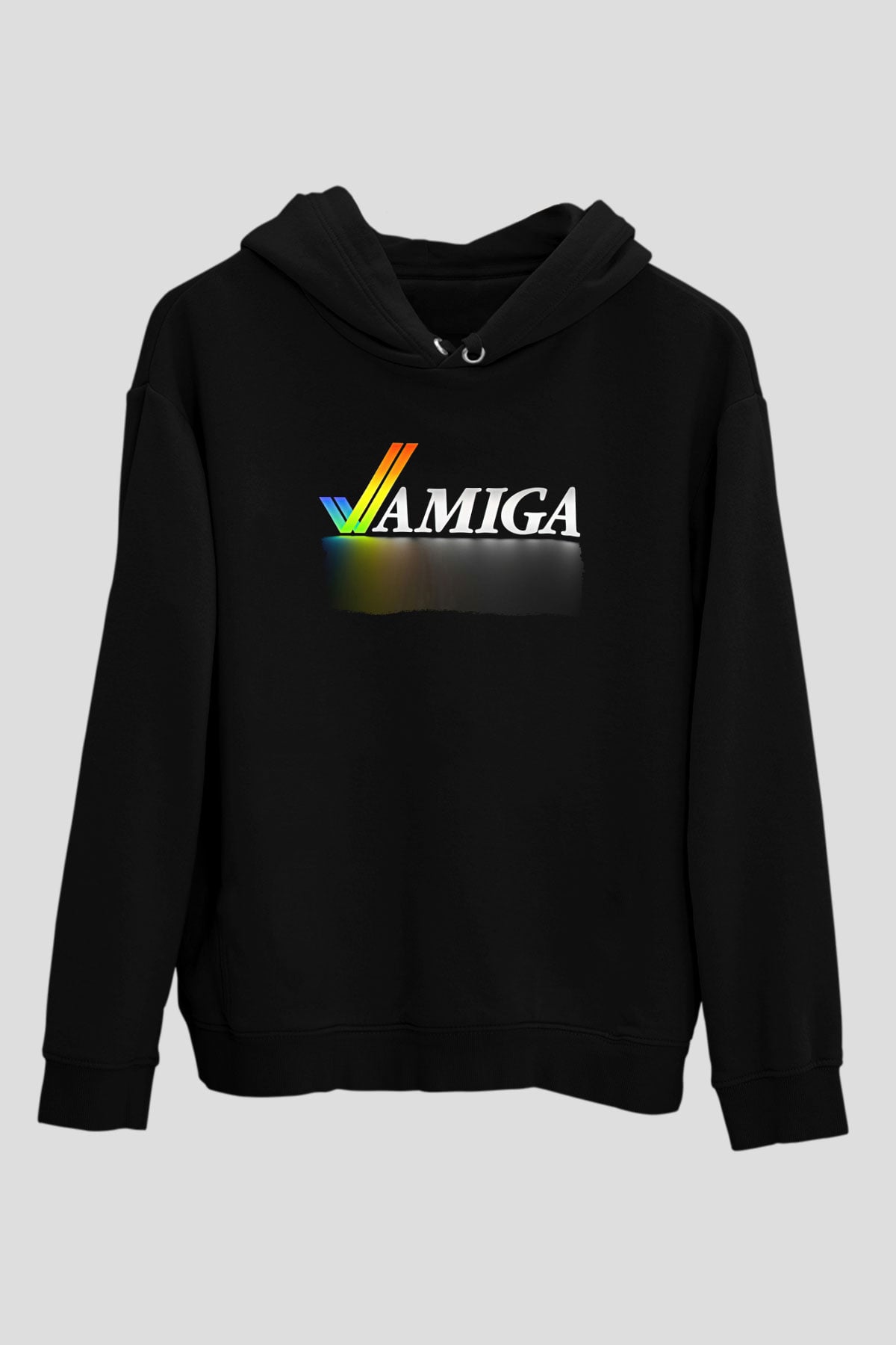 Amiga 500 Baskılı Unisex Siyah Kapüşonlu Sweatshirt