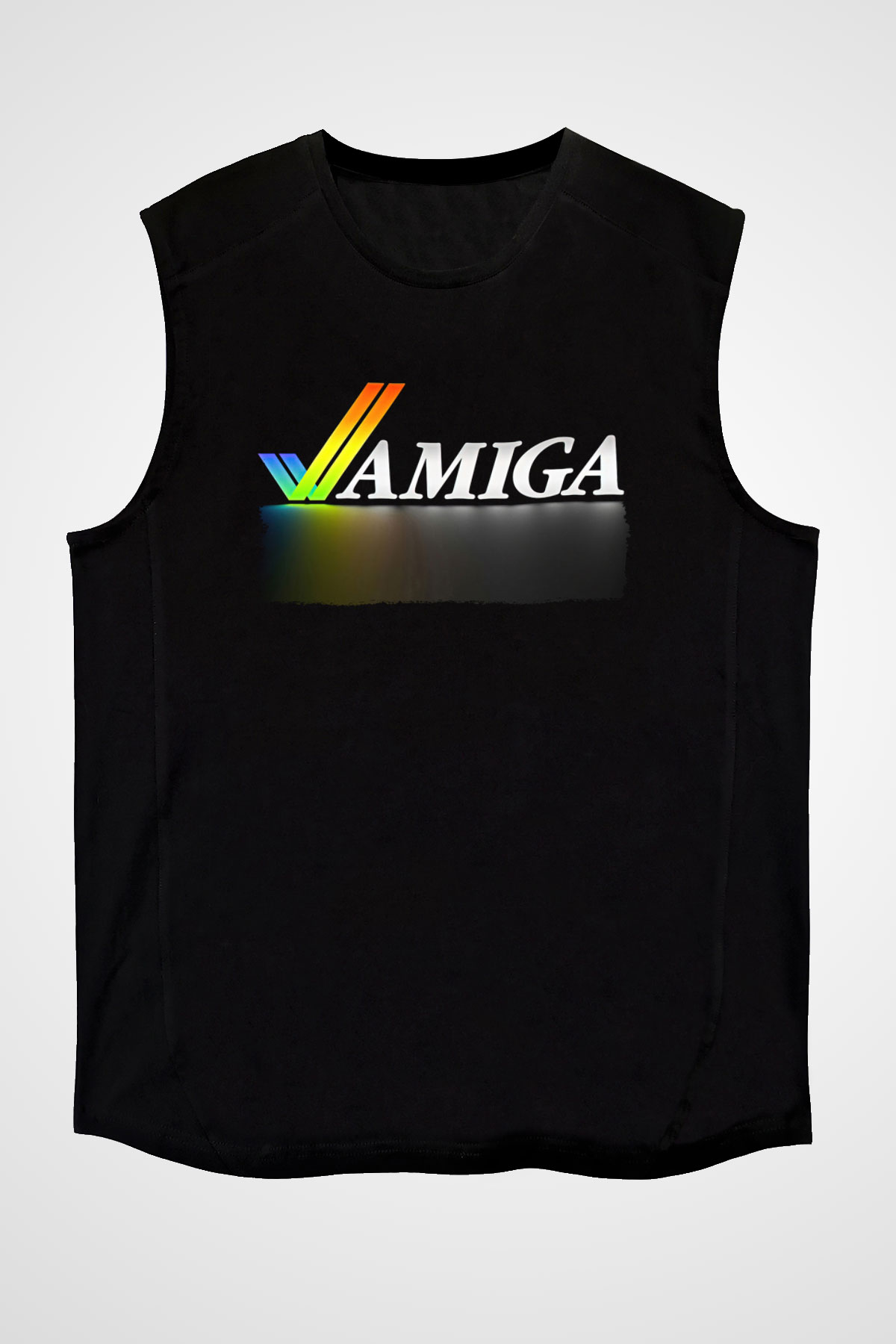 Amiga 500 Baskılı Unisex Siyah Kolsuz Tişört - Tshirt