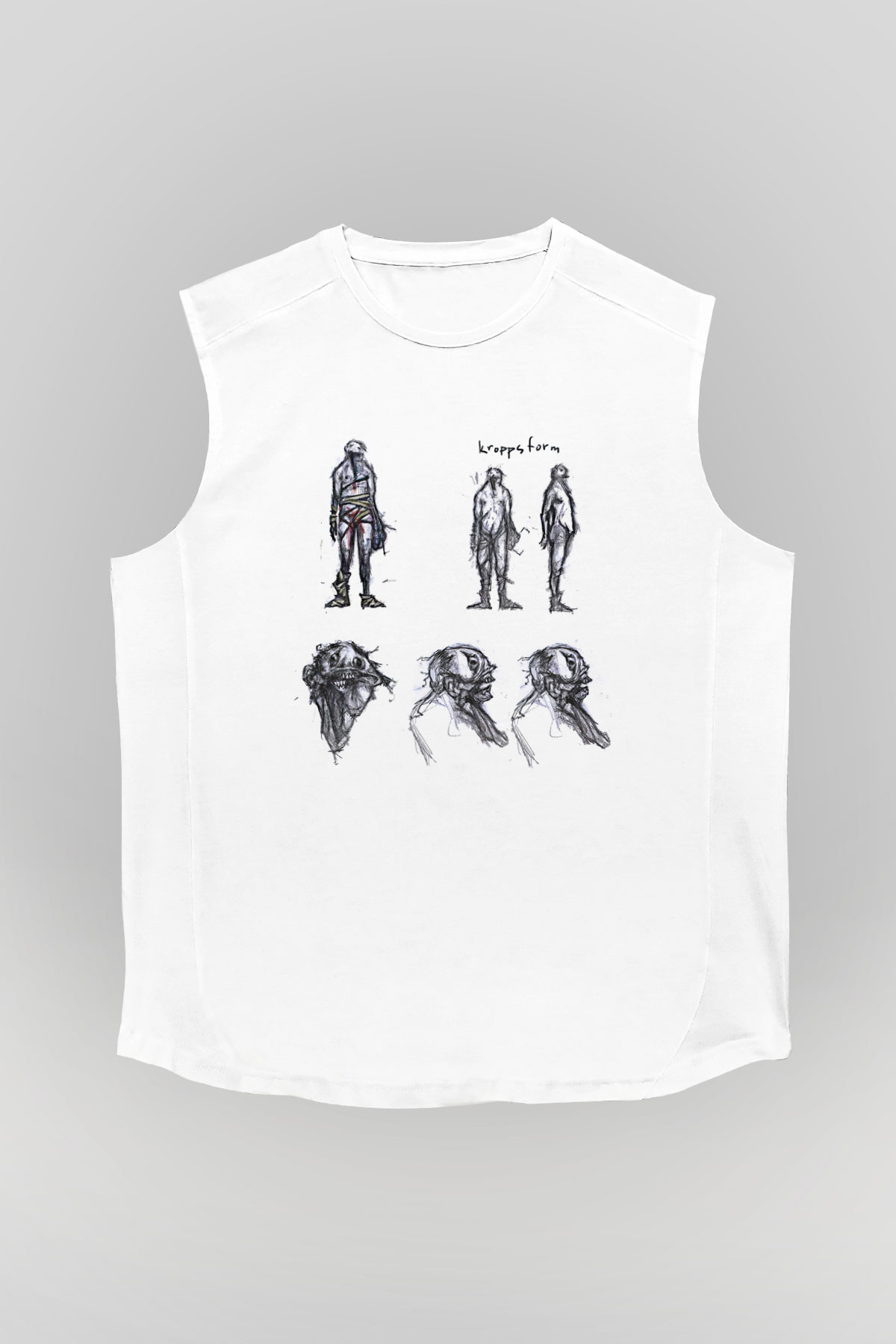 Amnesia Baskılı Beyaz Unisex Kolsuz Tişört - Tshirt