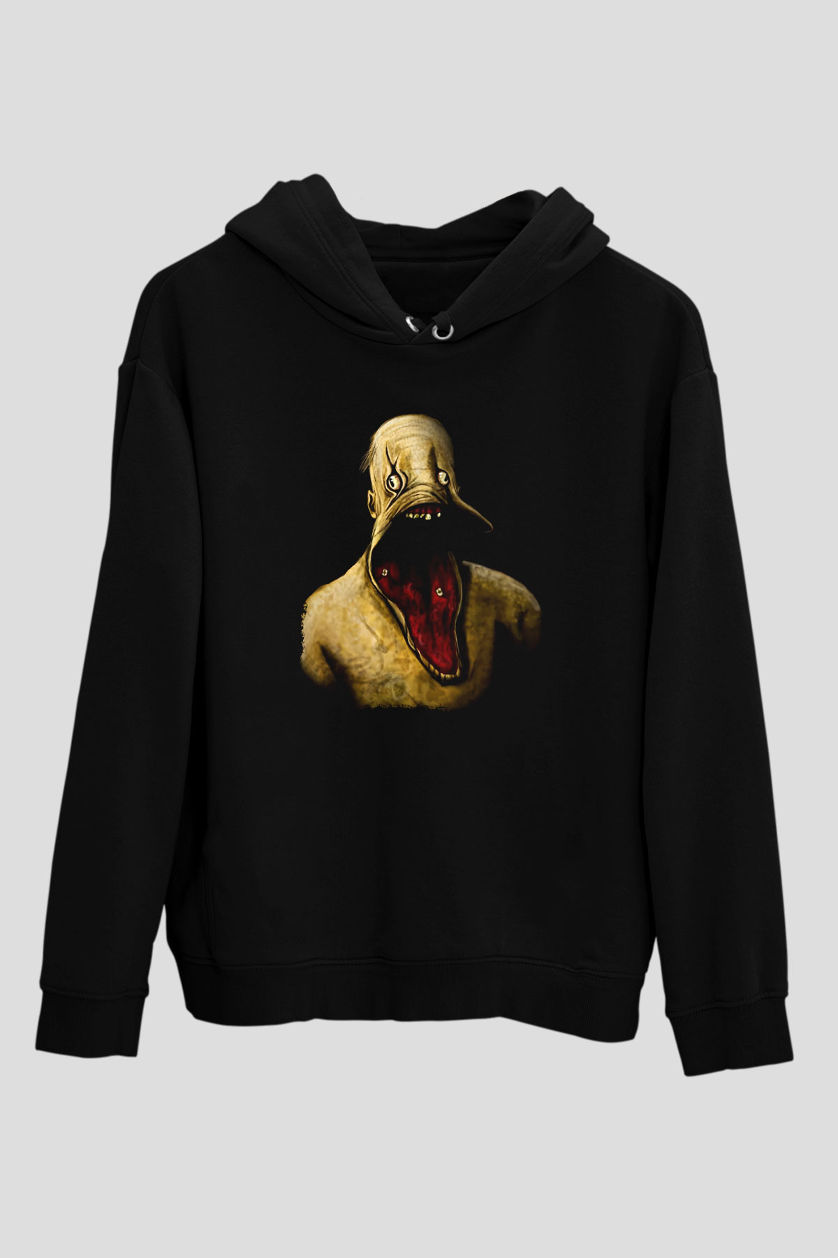 Amnesia Baskılı Unisex Siyah Kapüşonlu Sweatshirt