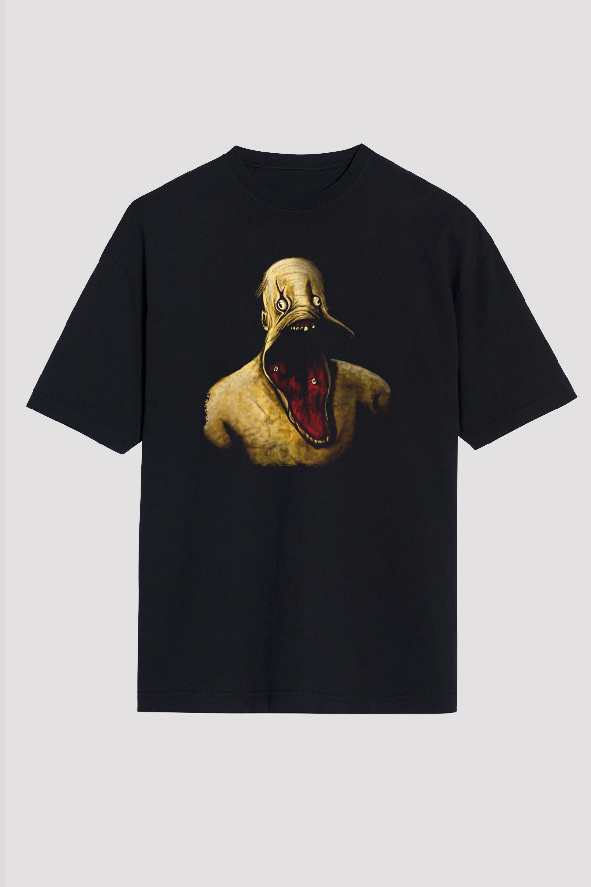 Amnesia Baskılı Unisex Siyah Oversize Tişört - Tshirt