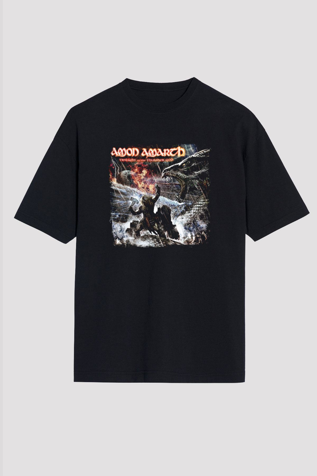 Amon Amarth Baskılı Unisex Siyah Oversize Tişört