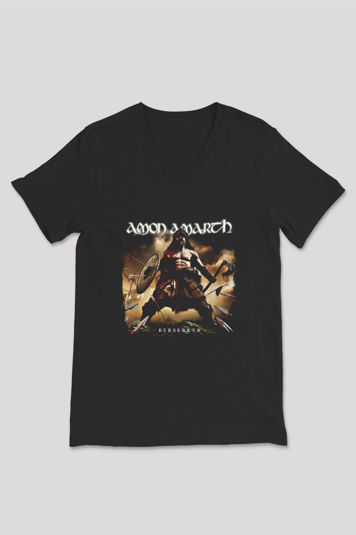Amon Amarth Baskılı Unisex Siyah V Yaka Tişört