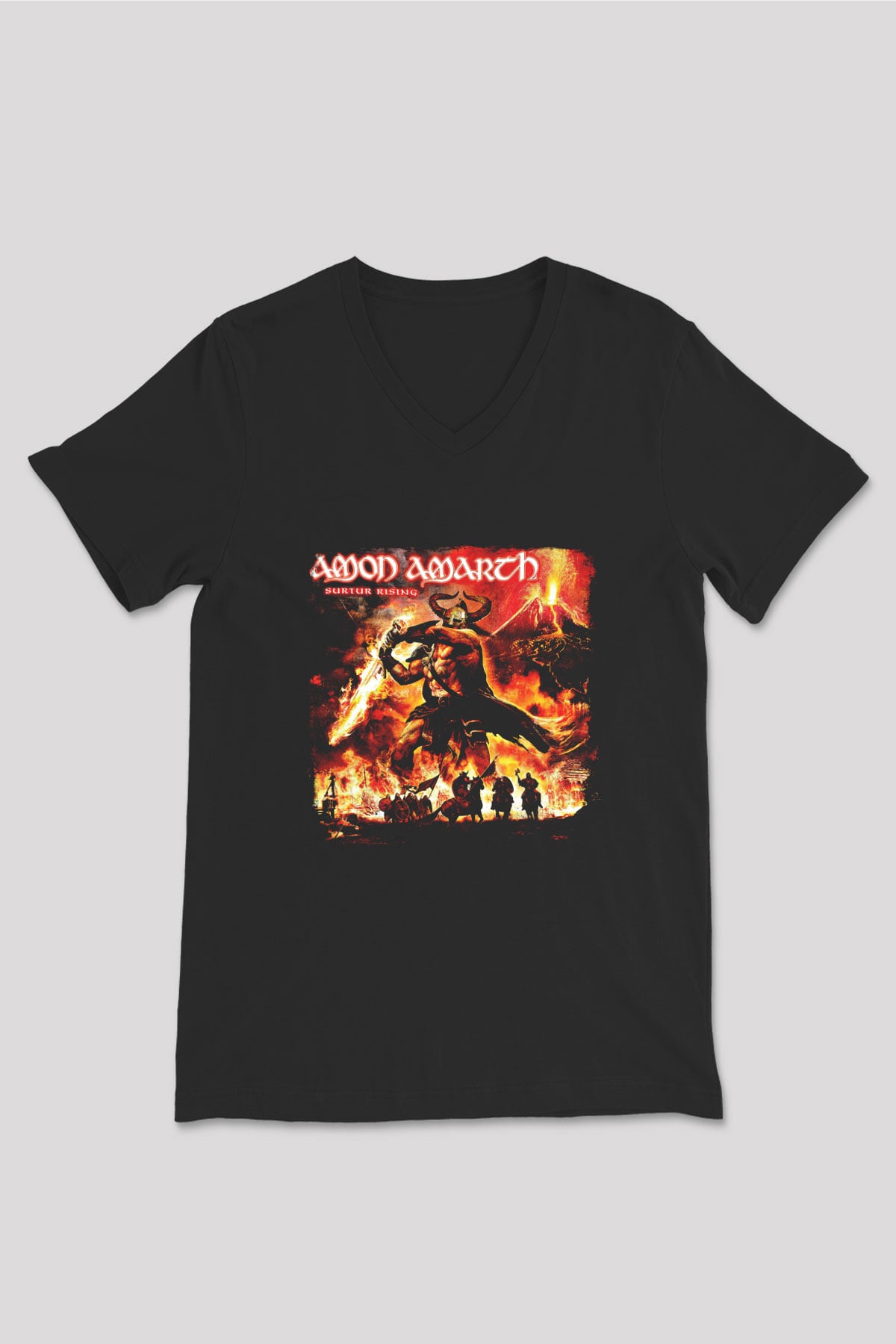 Amon Amarth Baskılı Unisex Siyah V Yaka Tişört
