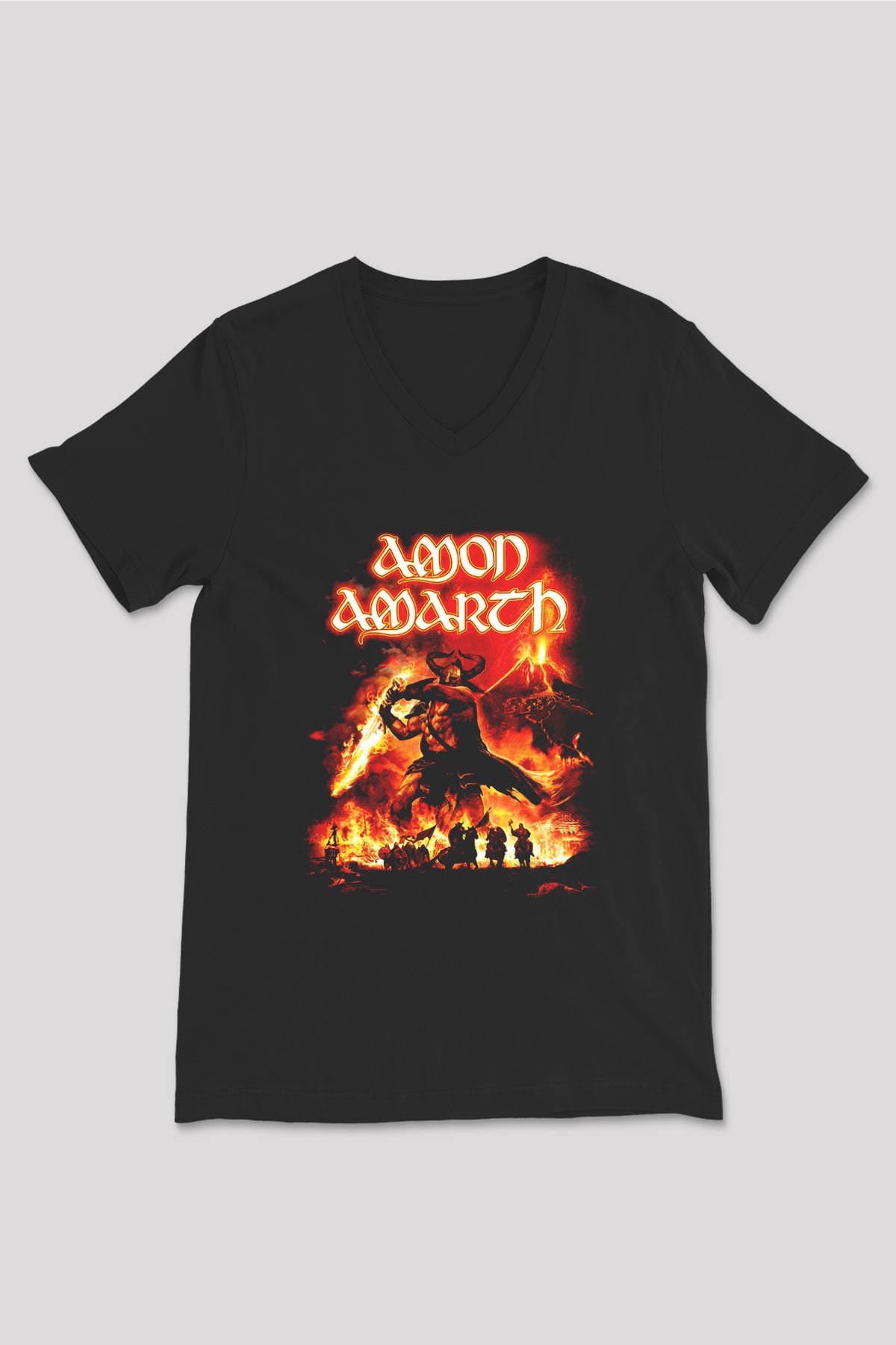 Amon Amarth Siyah Unisex V Yaka Tişört T-Shirt