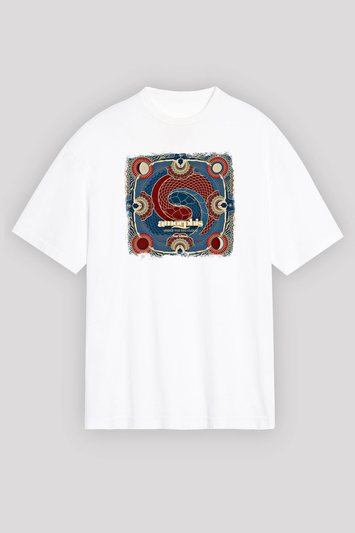 Amorphis Baskılı Unisex Beyaz Oversize Tişört