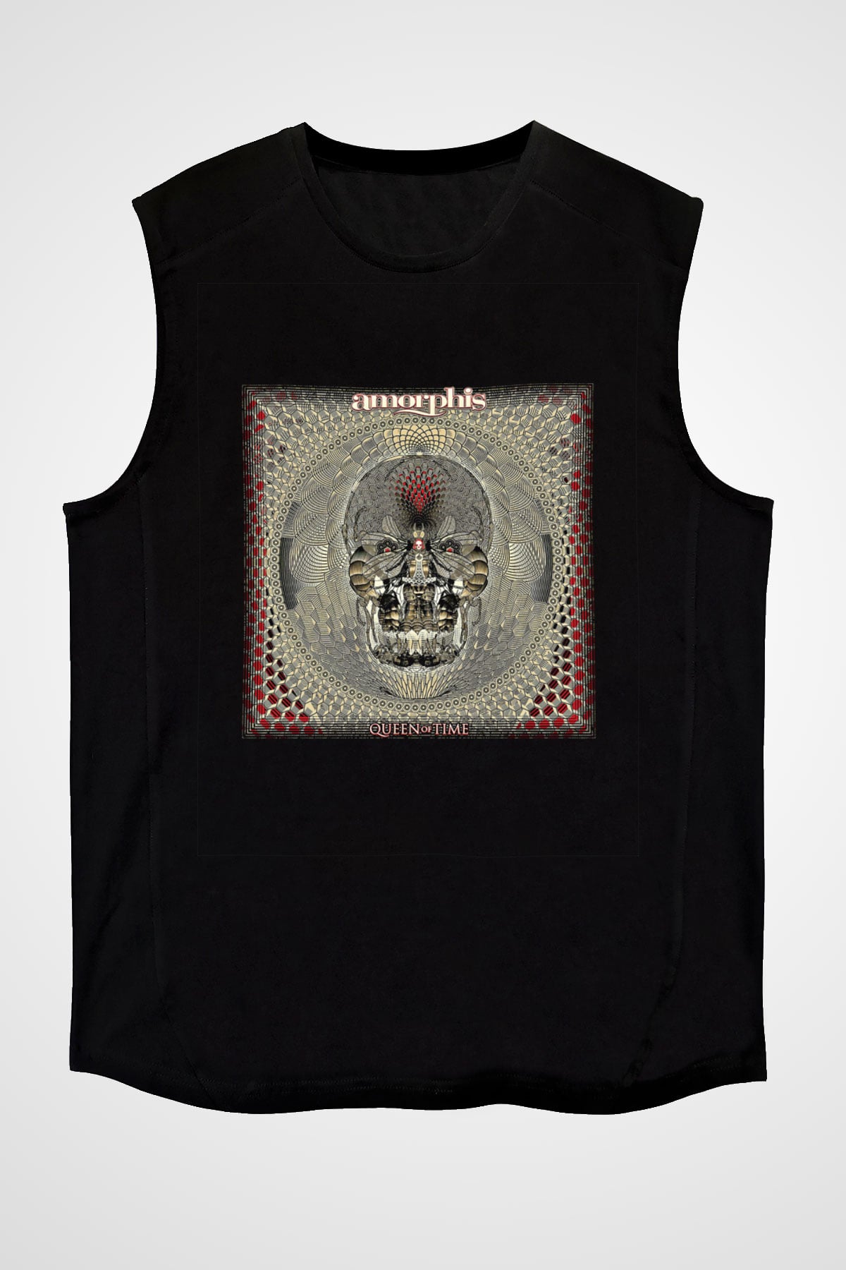 Amorphis Baskılı Unisex Siyah Kolsuz Tişört