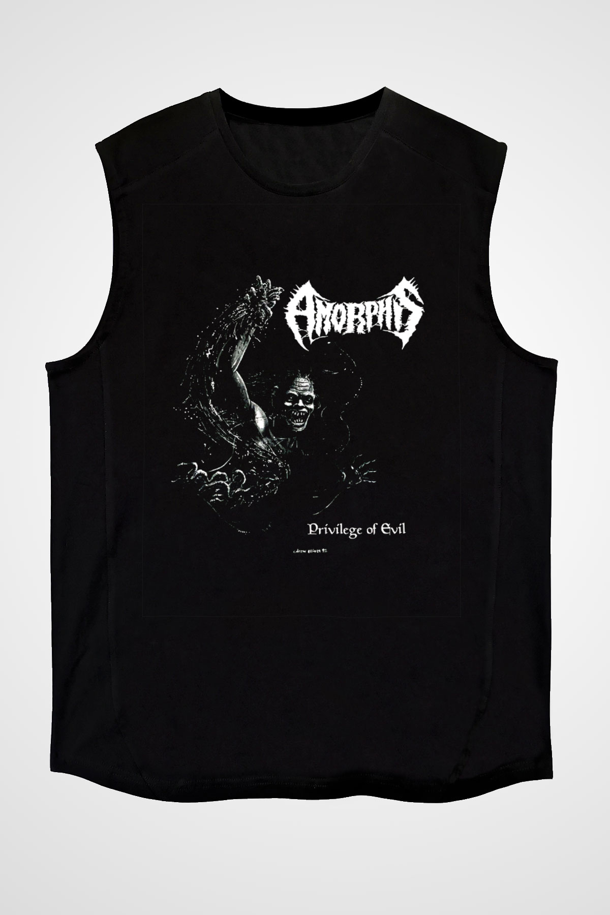 Amorphis Baskılı Unisex Siyah Kolsuz Tişört