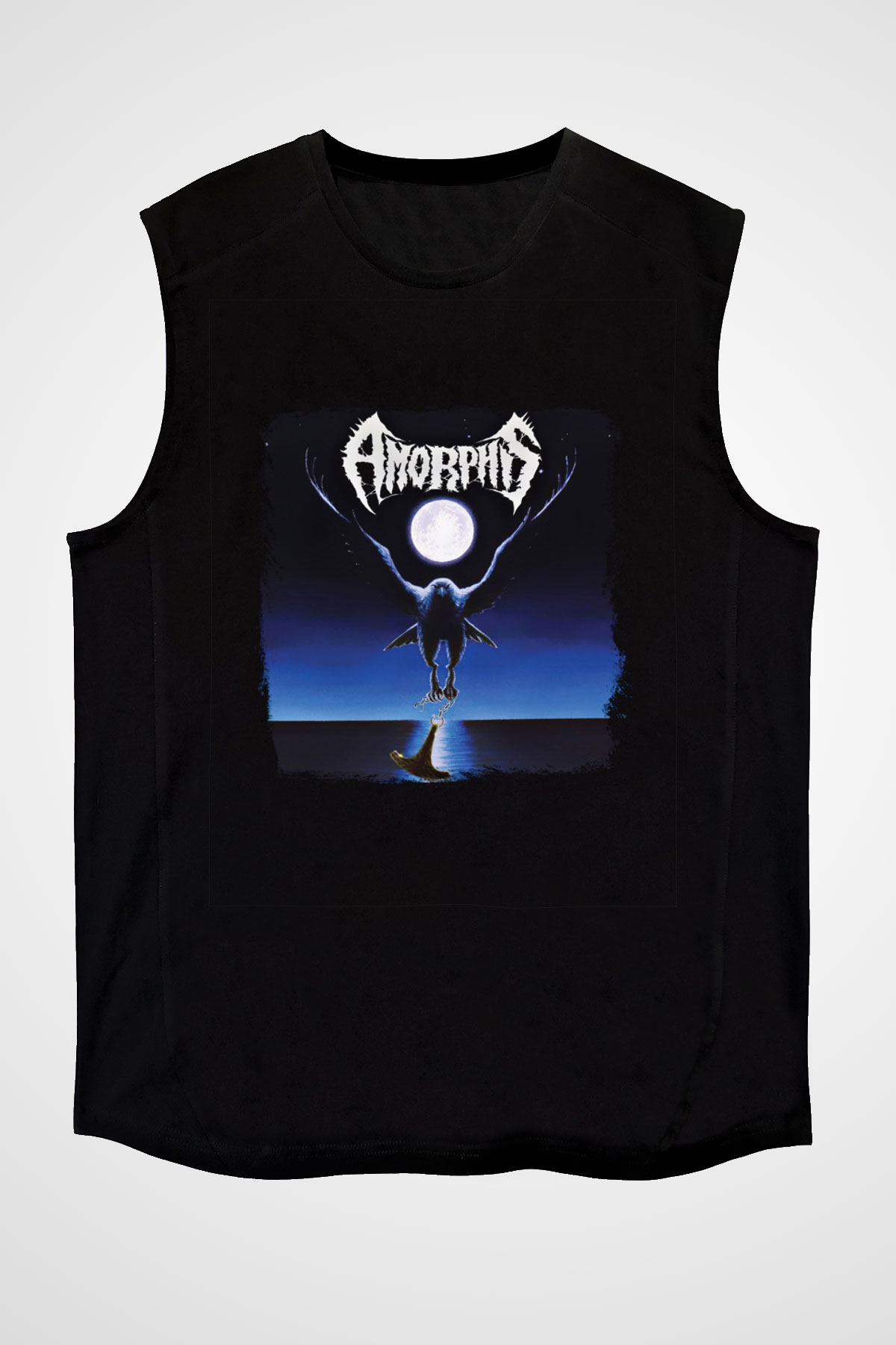 Amorphis Baskılı Unisex Siyah Kolsuz Tişört