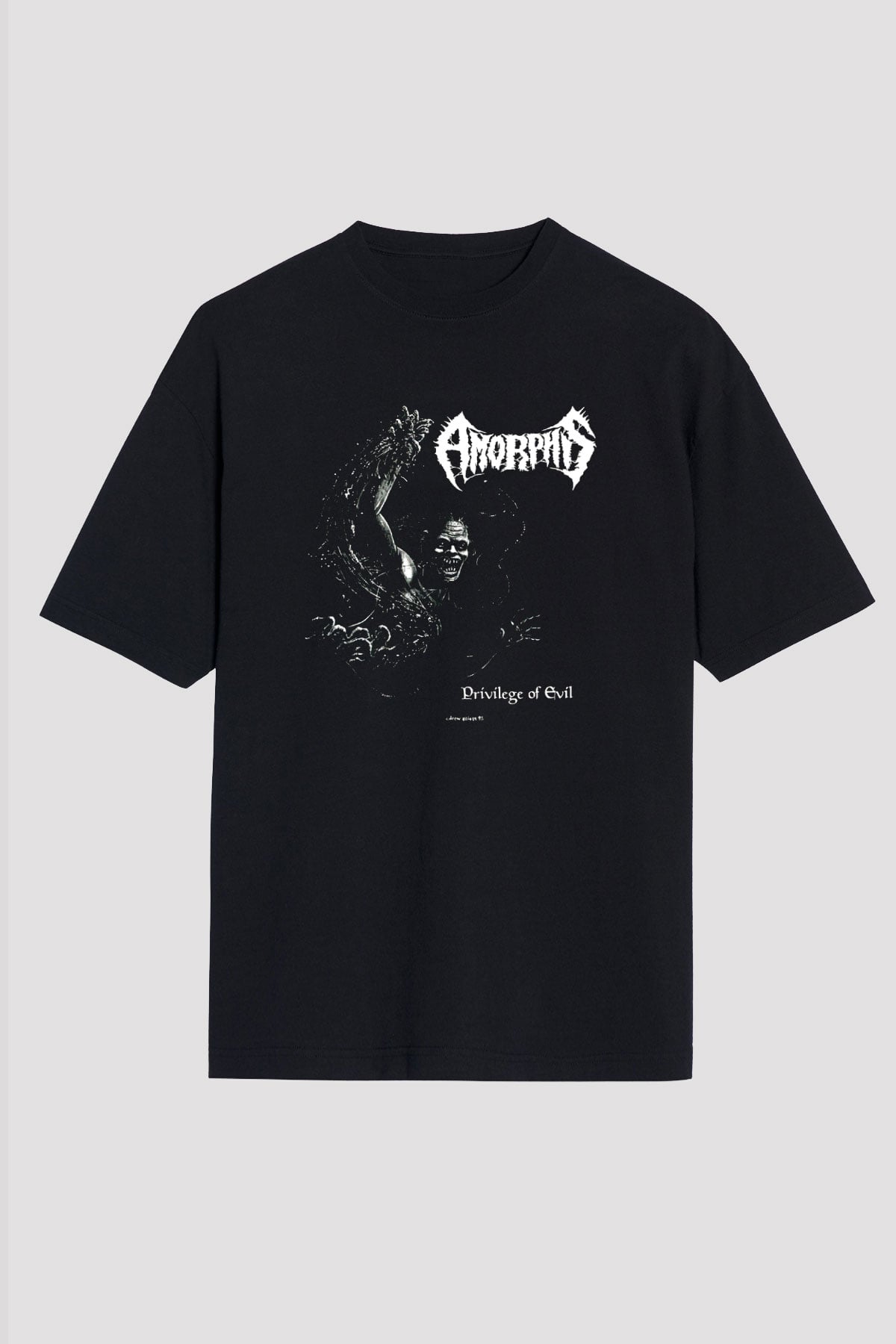 Amorphis Baskılı Unisex Siyah Oversize Tişört