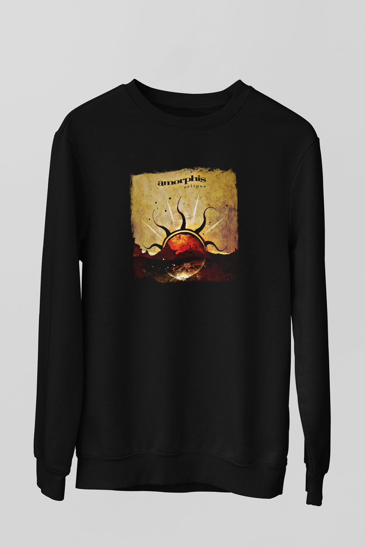 Amorphis Baskılı Unisex Siyah Sweatshirt