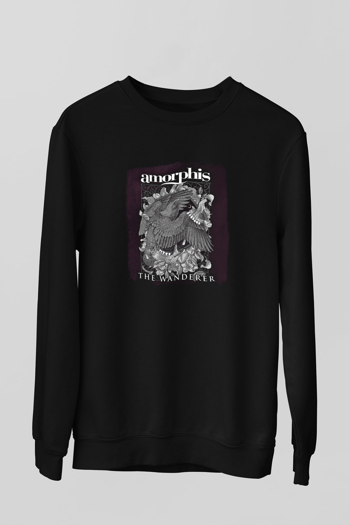 Amorphis Baskılı Unisex Siyah Sweatshirt