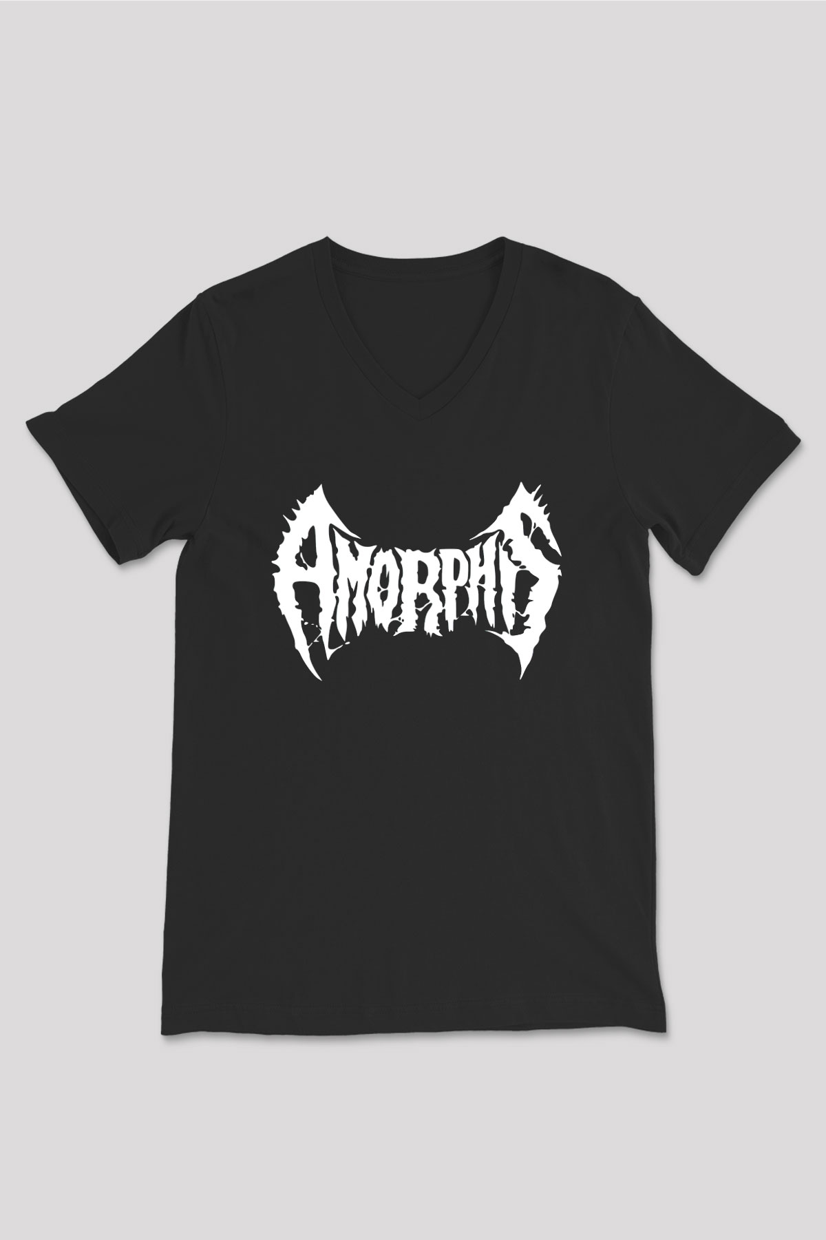 Amorphis Siyah Unisex V Yaka Tişört T-Shirt