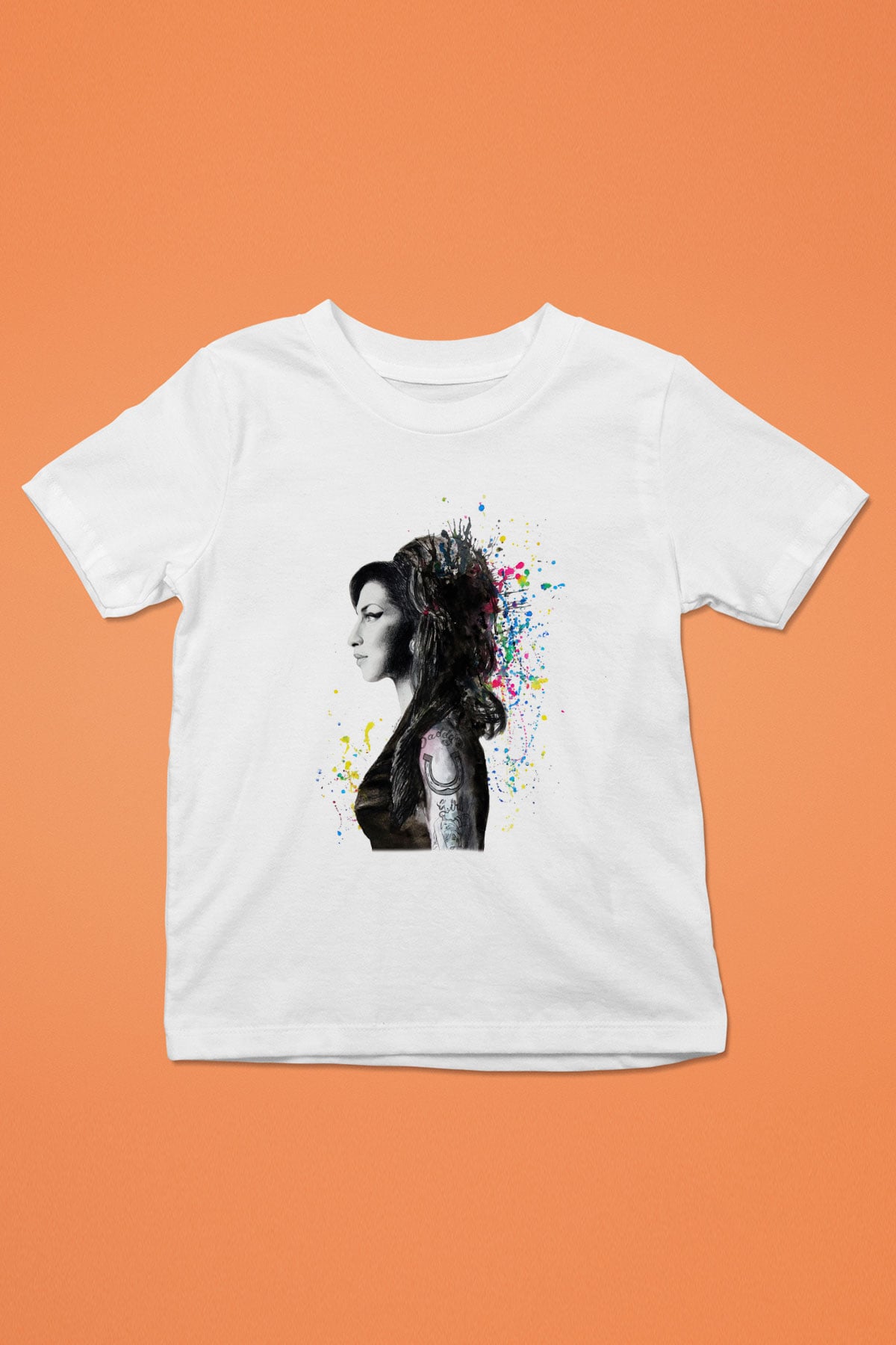 Amy Winehouse Baskılı Beyaz Unisex Çocuk Tişört