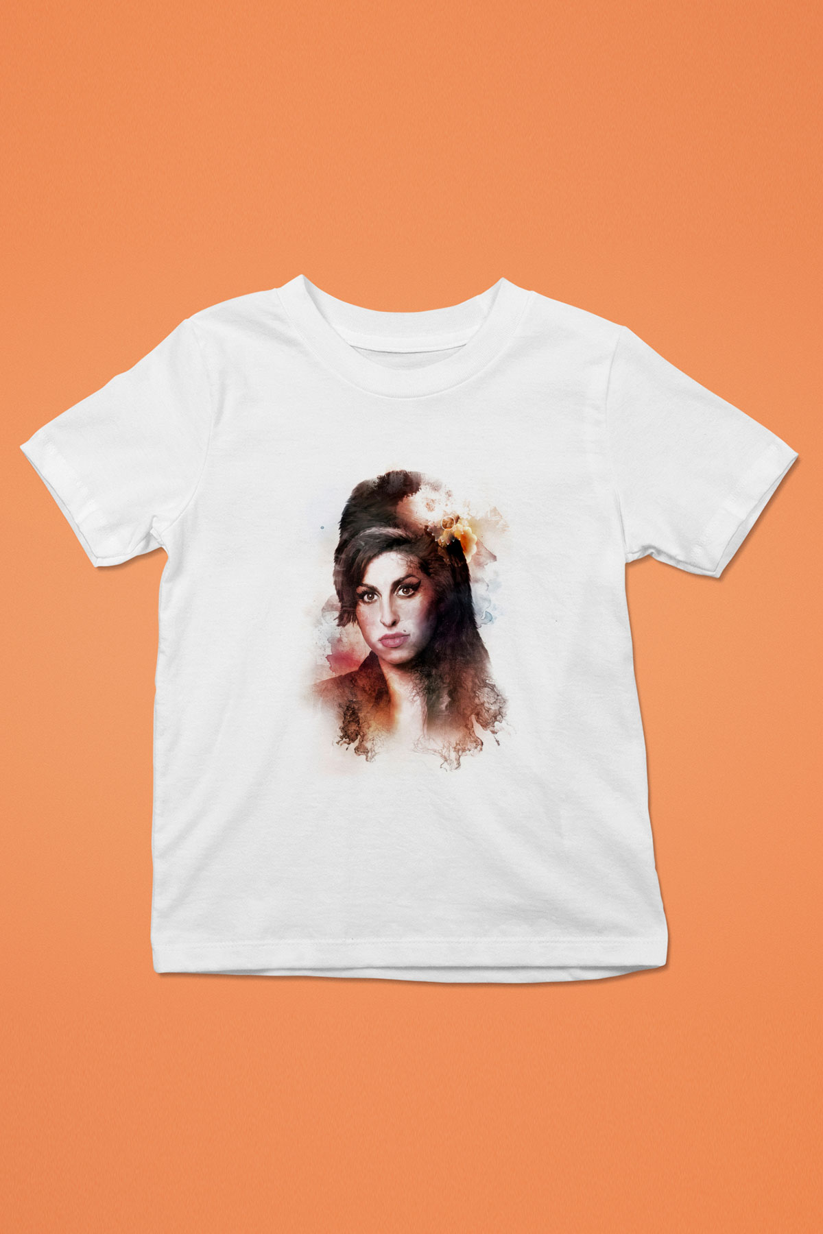 Amy Winehouse Baskılı Beyaz Unisex Çocuk Tişört