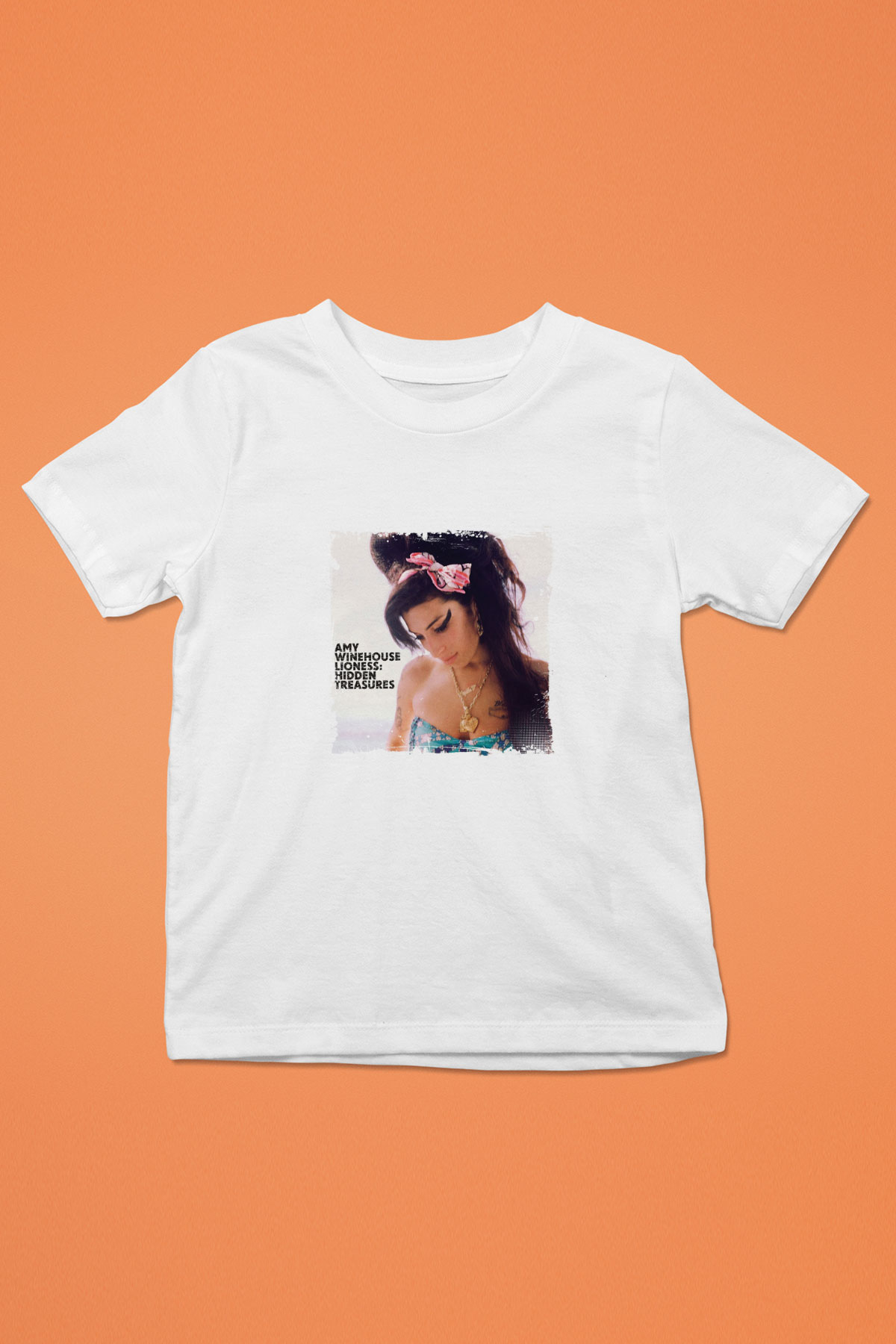 Amy Winehouse Baskılı Unisex Beyaz Çocuk Tişört