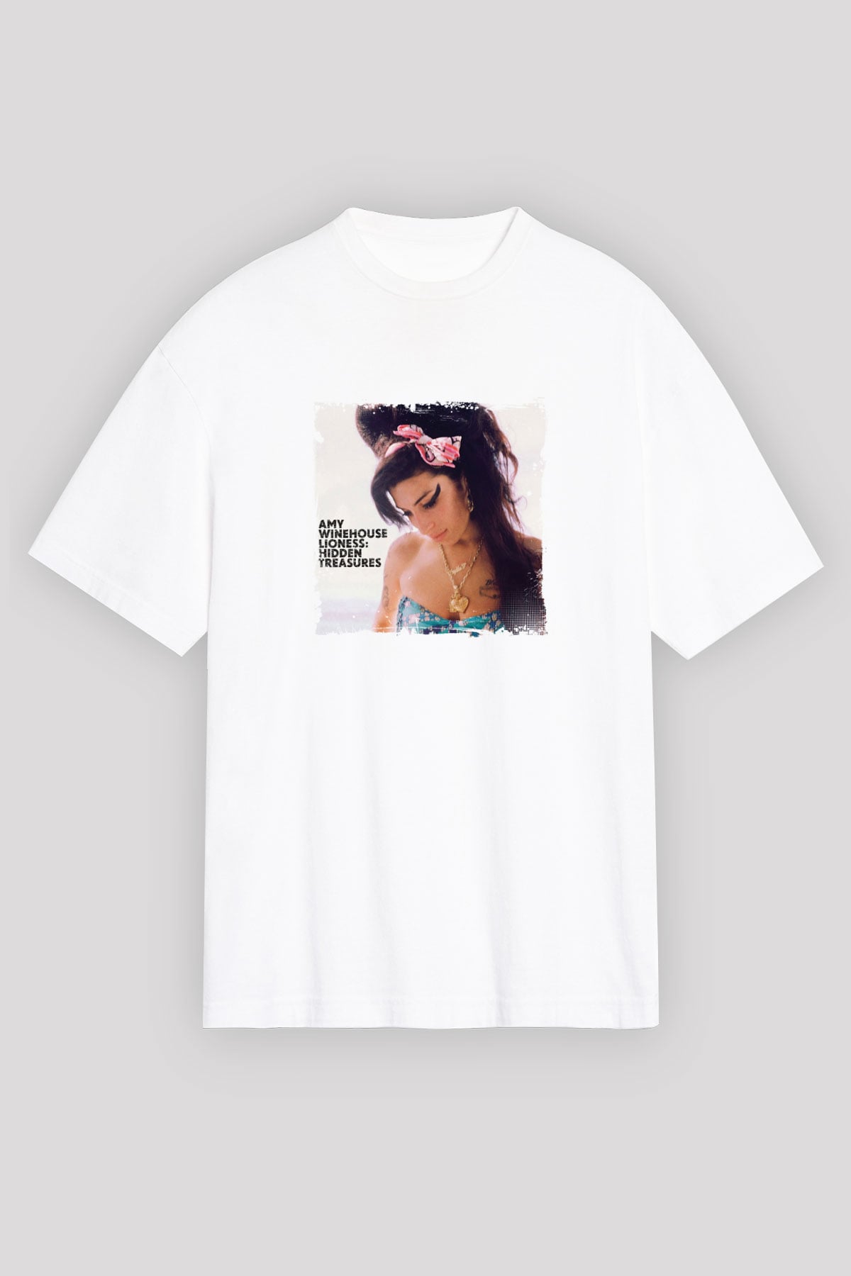 Amy Winehouse Baskılı Unisex Beyaz Tişört