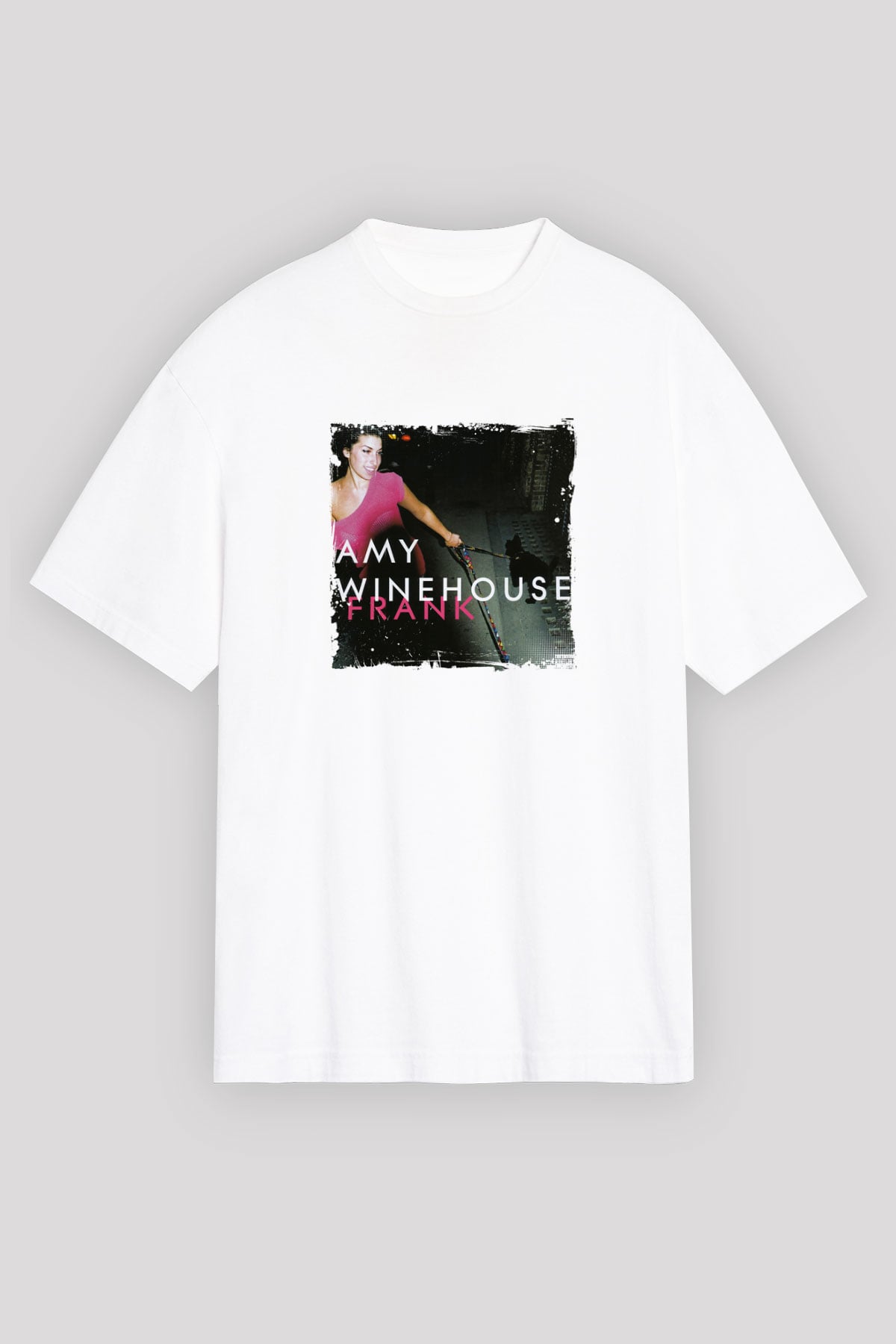 Amy Winehouse Baskılı Unisex Beyaz Tişört