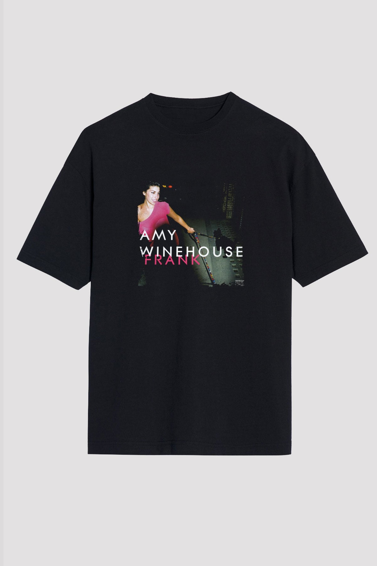 Amy Winehouse Baskılı Unisex Oversize Siyah Tişört