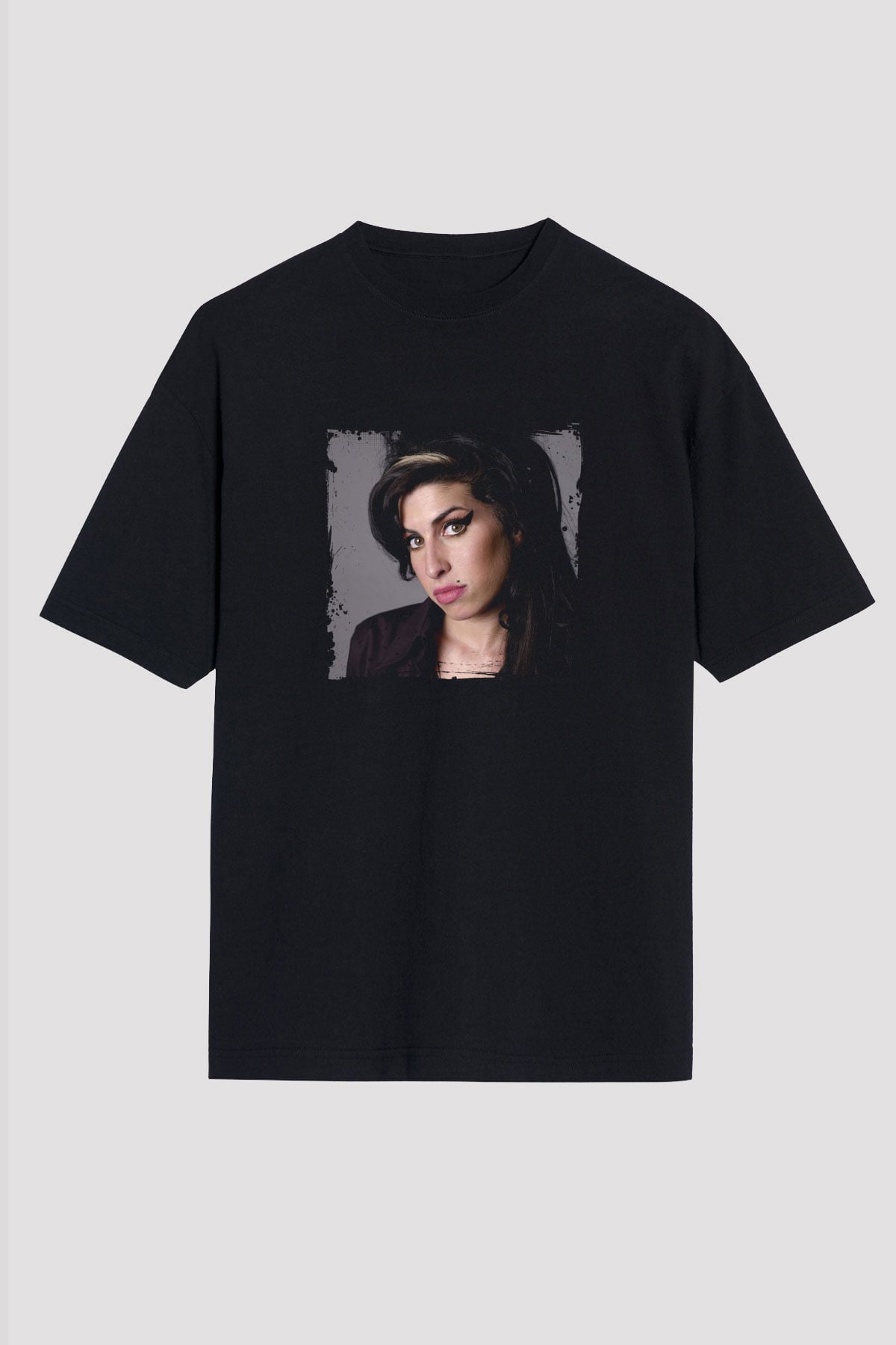 Amy Winehouse Baskılı Unisex Oversize Siyah Tişört