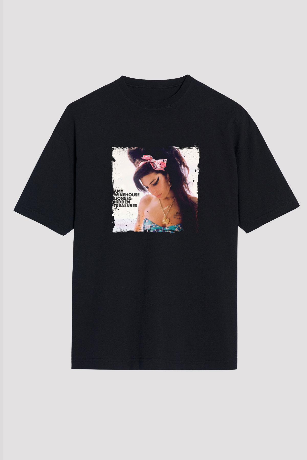 Amy Winehouse Baskılı Unisex Oversize Siyah Tişört