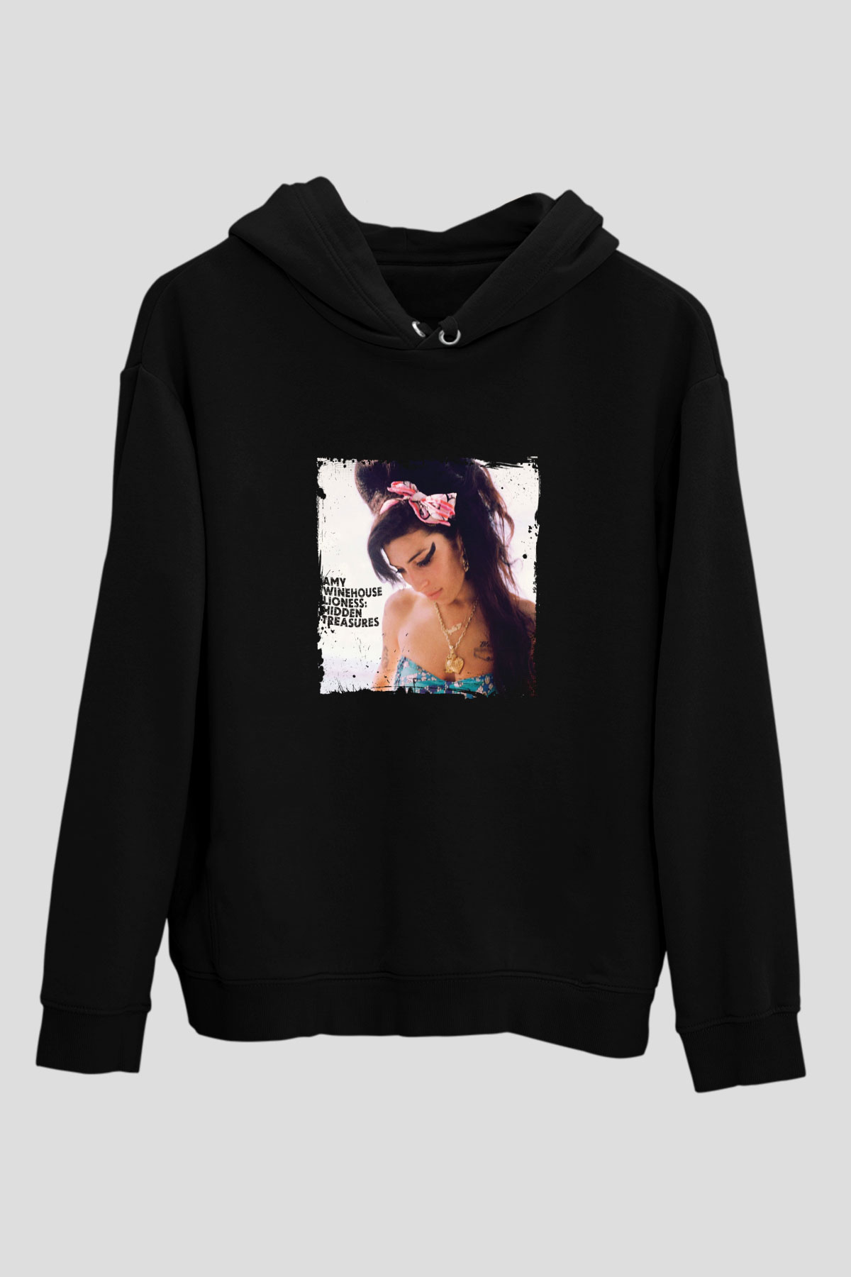 Amy Winehouse Baskılı Unisex Siyah Hoodie