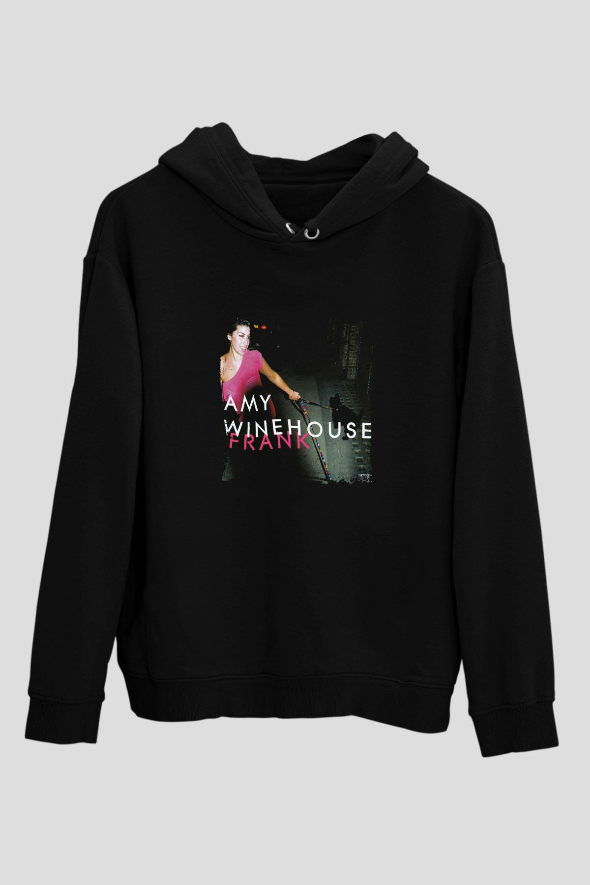 Amy Winehouse Baskılı Unisex Siyah Hoodie