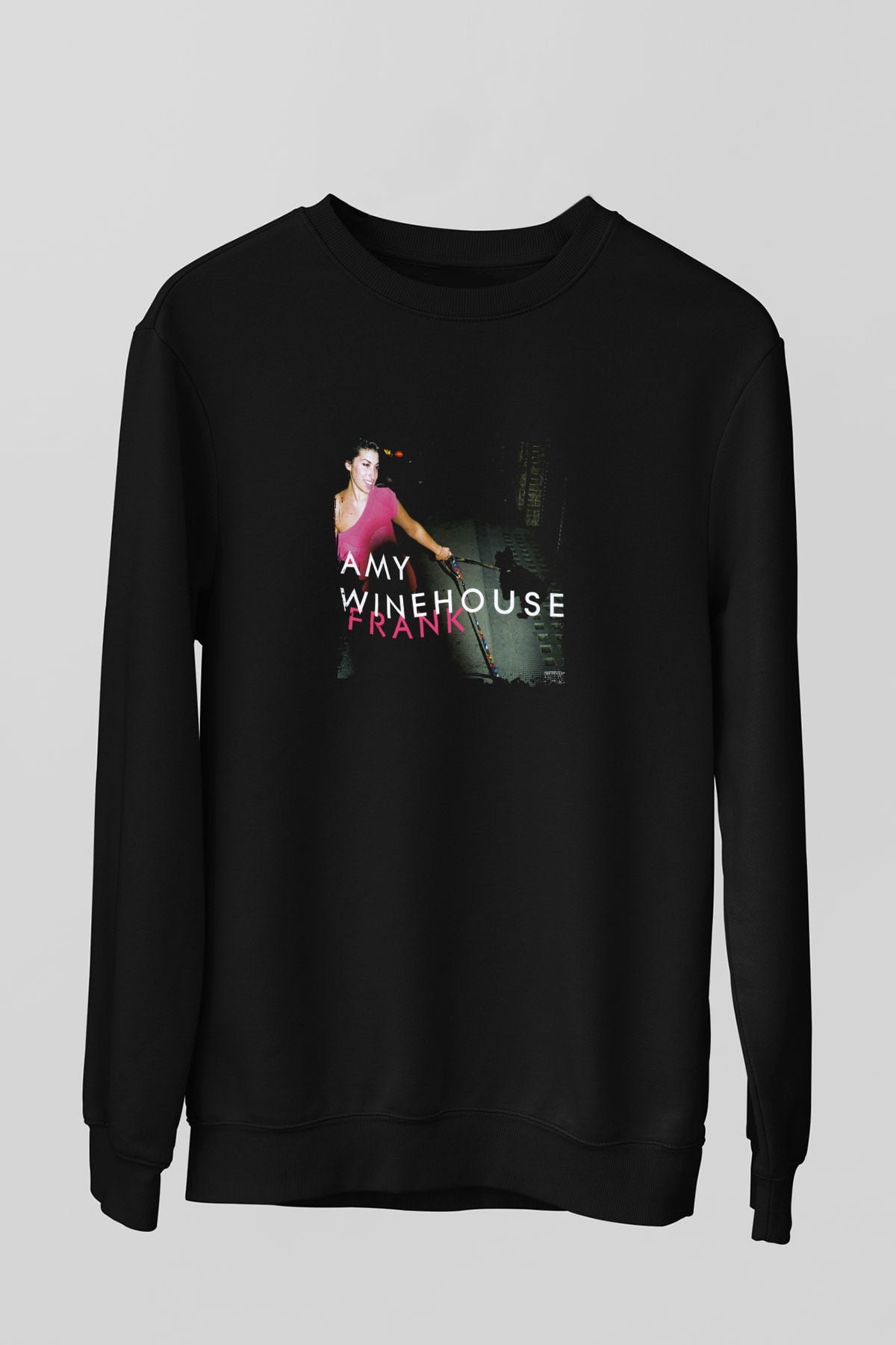 Amy Winehouse Baskılı Unisex Siyah Sweatshirt