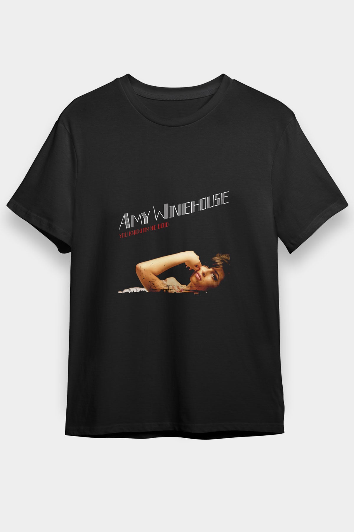 Amy Winehouse Baskılı Unisex Siyah Tişört