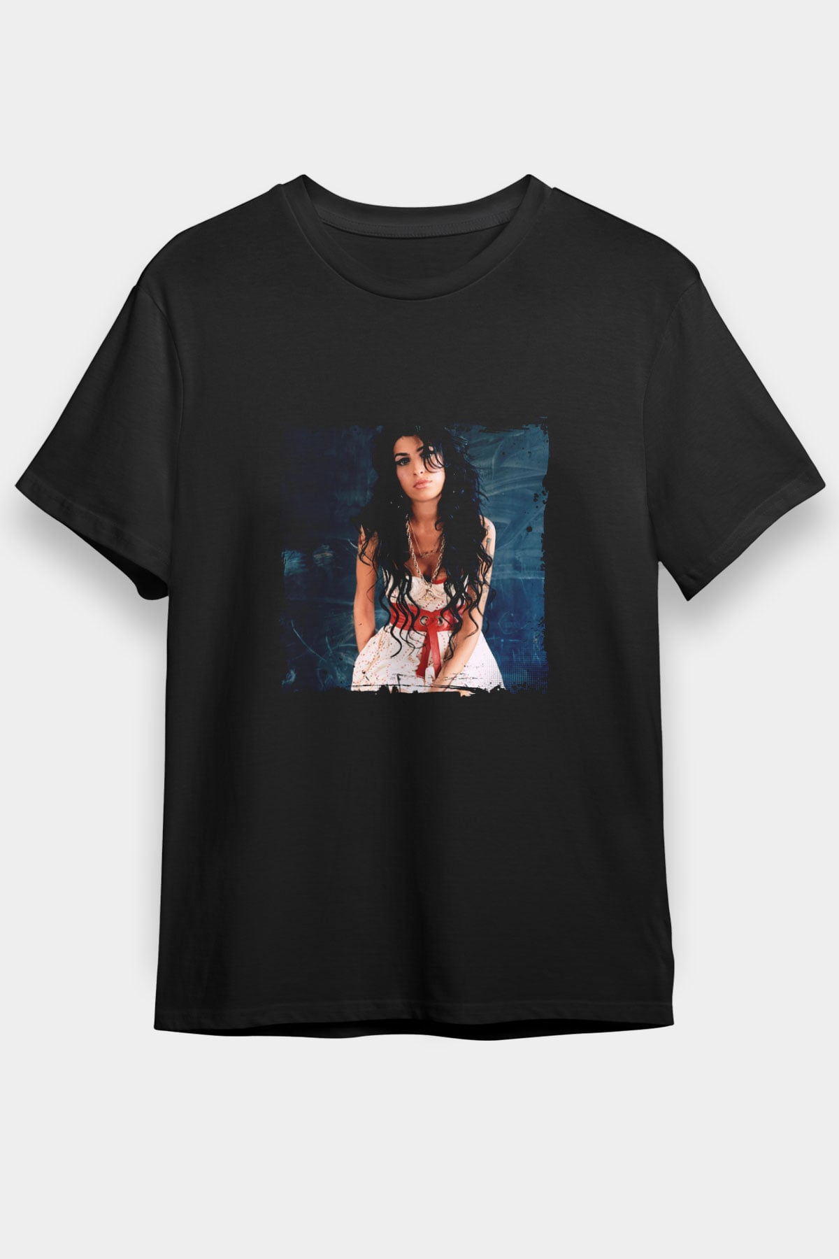 Amy Winehouse Baskılı Unisex Siyah Tişört