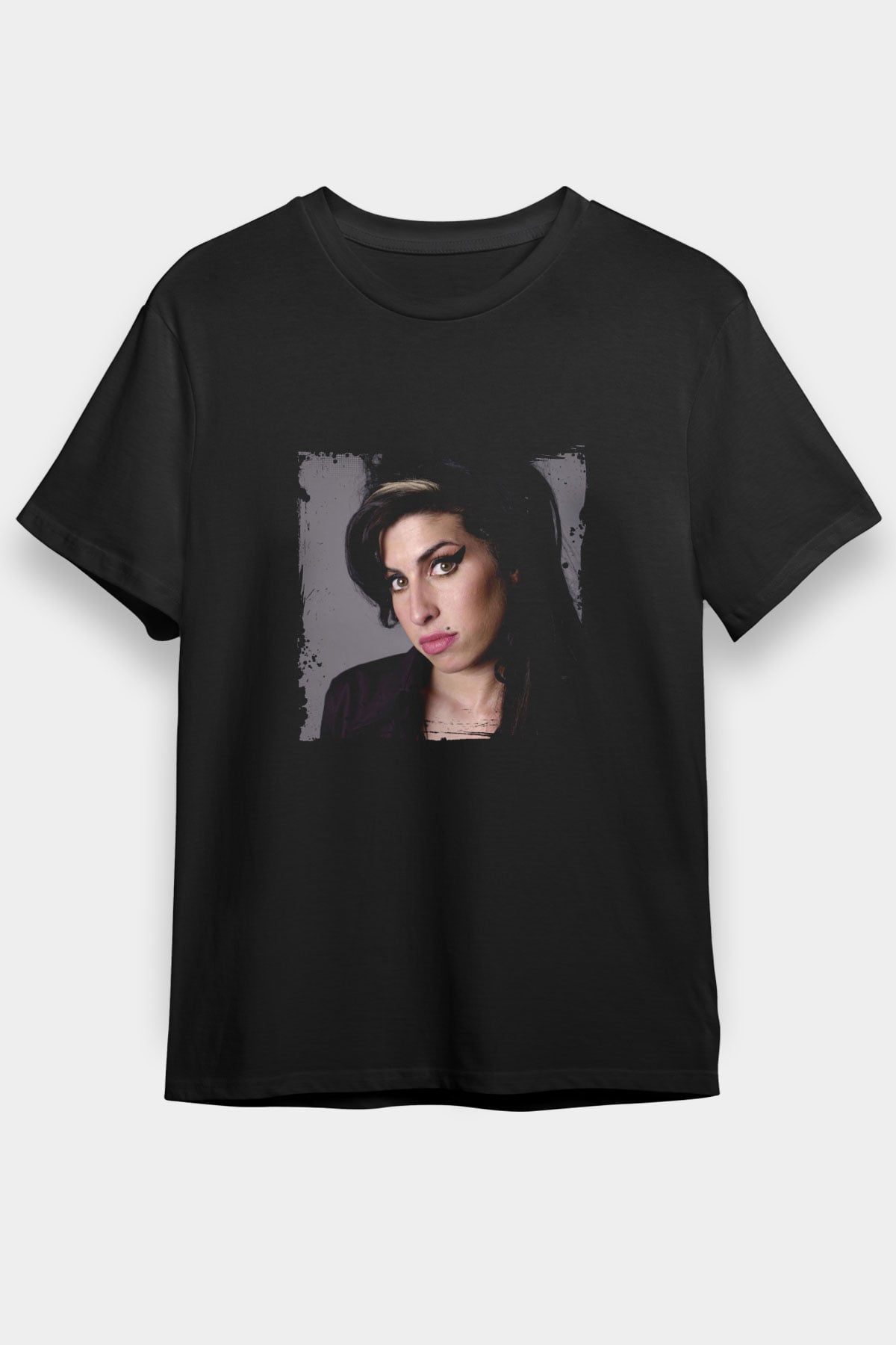 Amy Winehouse Baskılı Unisex Siyah Tişört