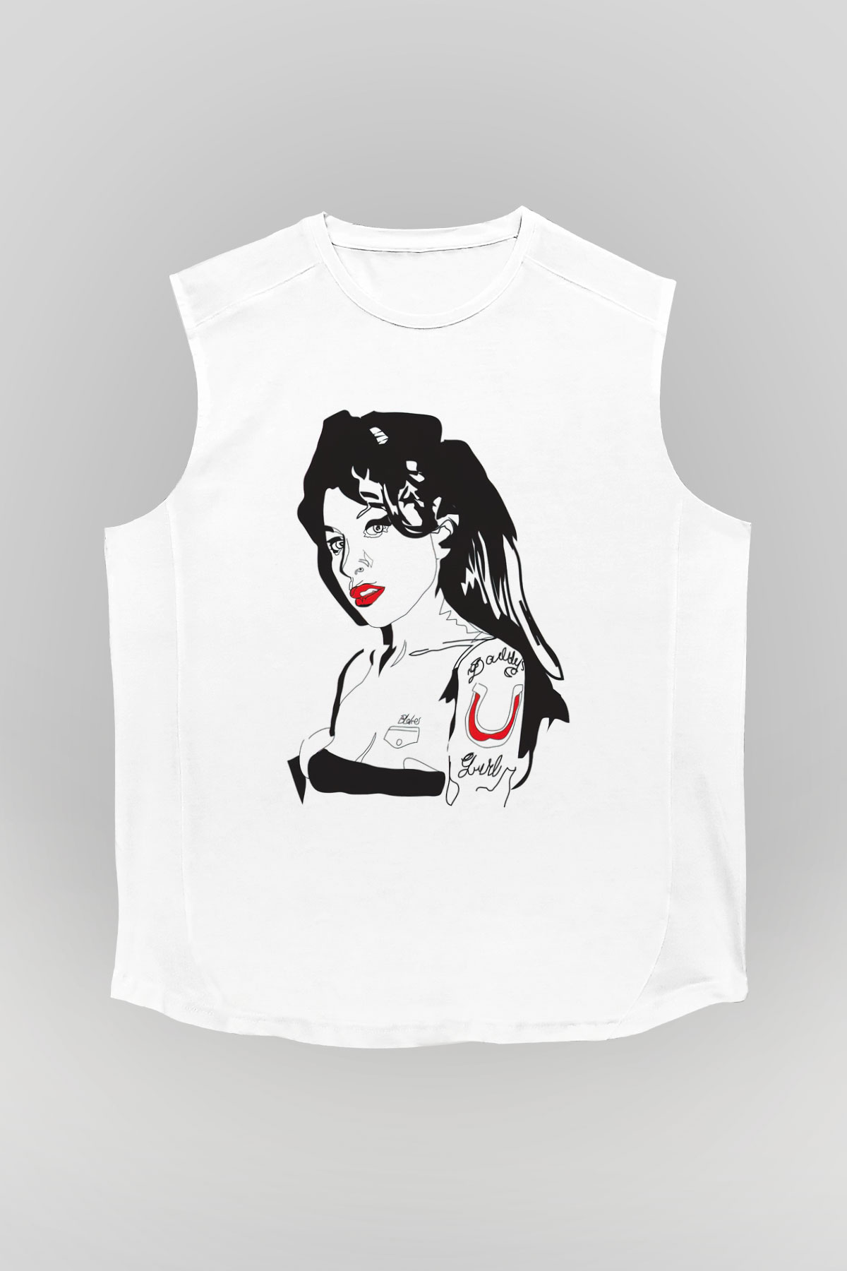 Amy Winehouse Beyaz Unisex Kolsuz Tişört