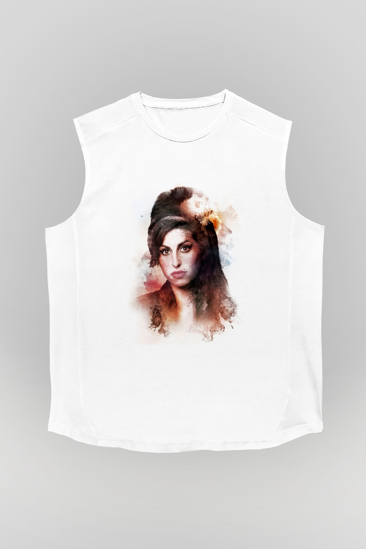 Amy Winehouse Beyaz Unisex Kolsuz Tişört