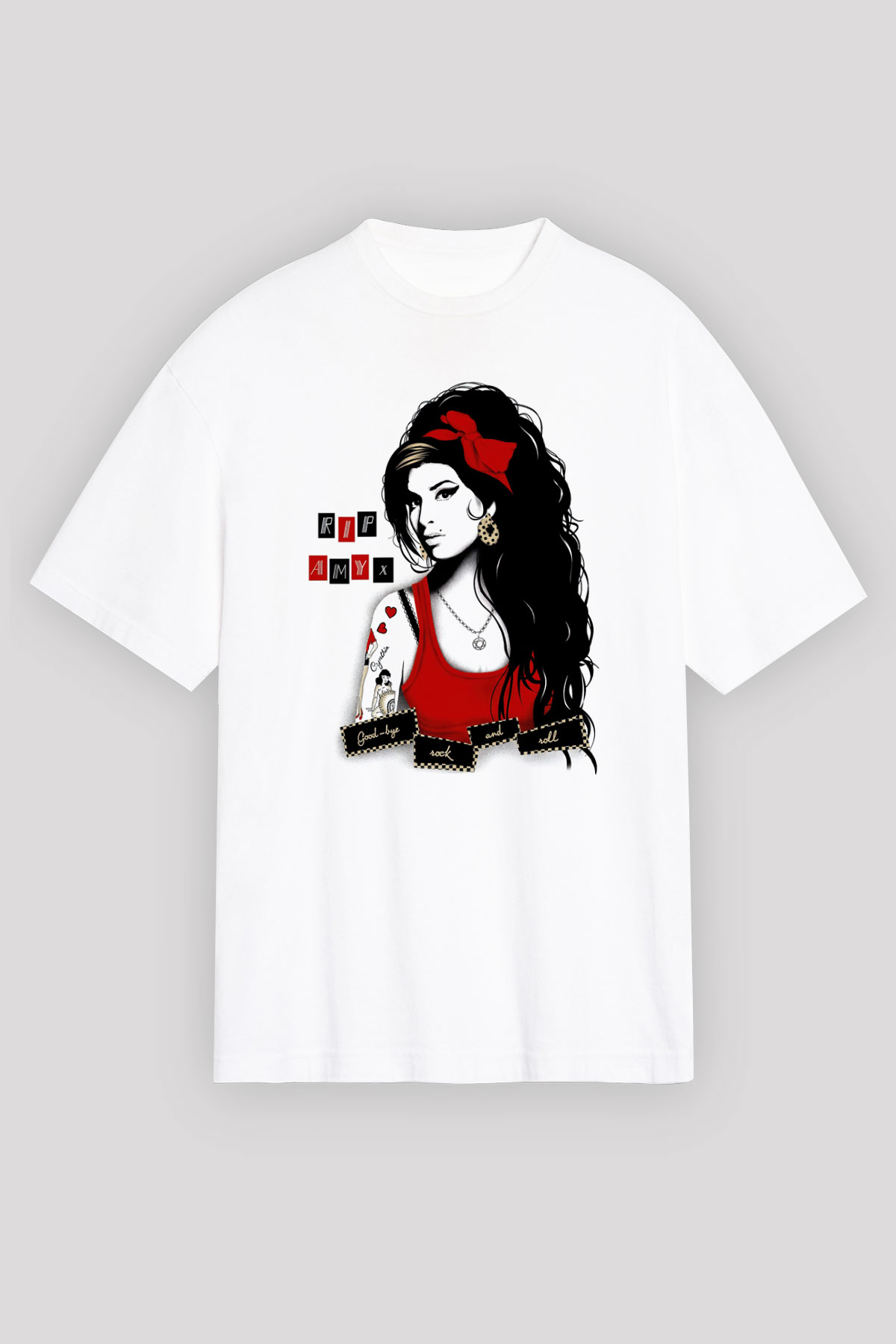 Amy Winehouse Beyaz Unisex Oversize Tişört T-Shirt