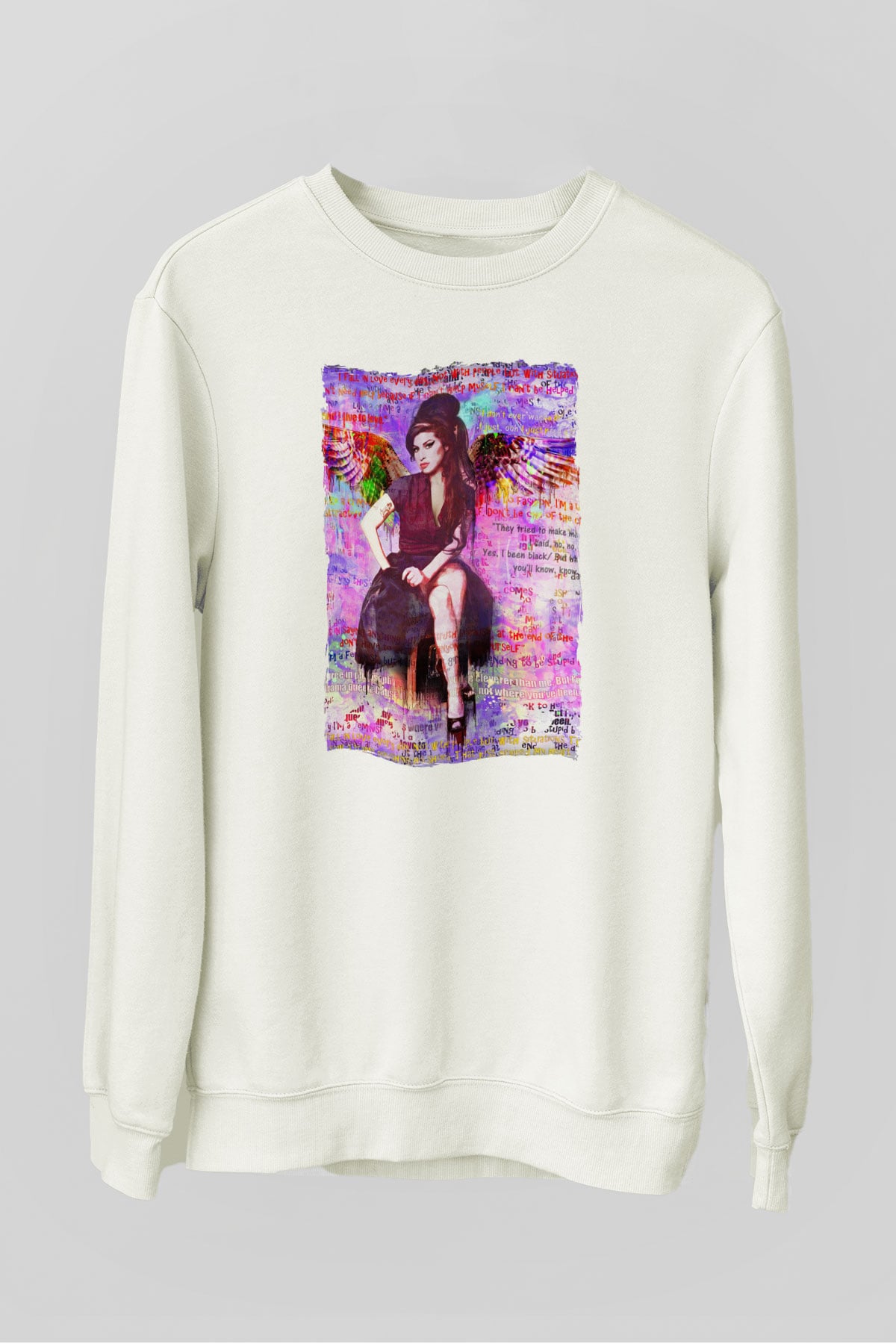 Amy Winehouse Beyaz Unisex Sweatshirt