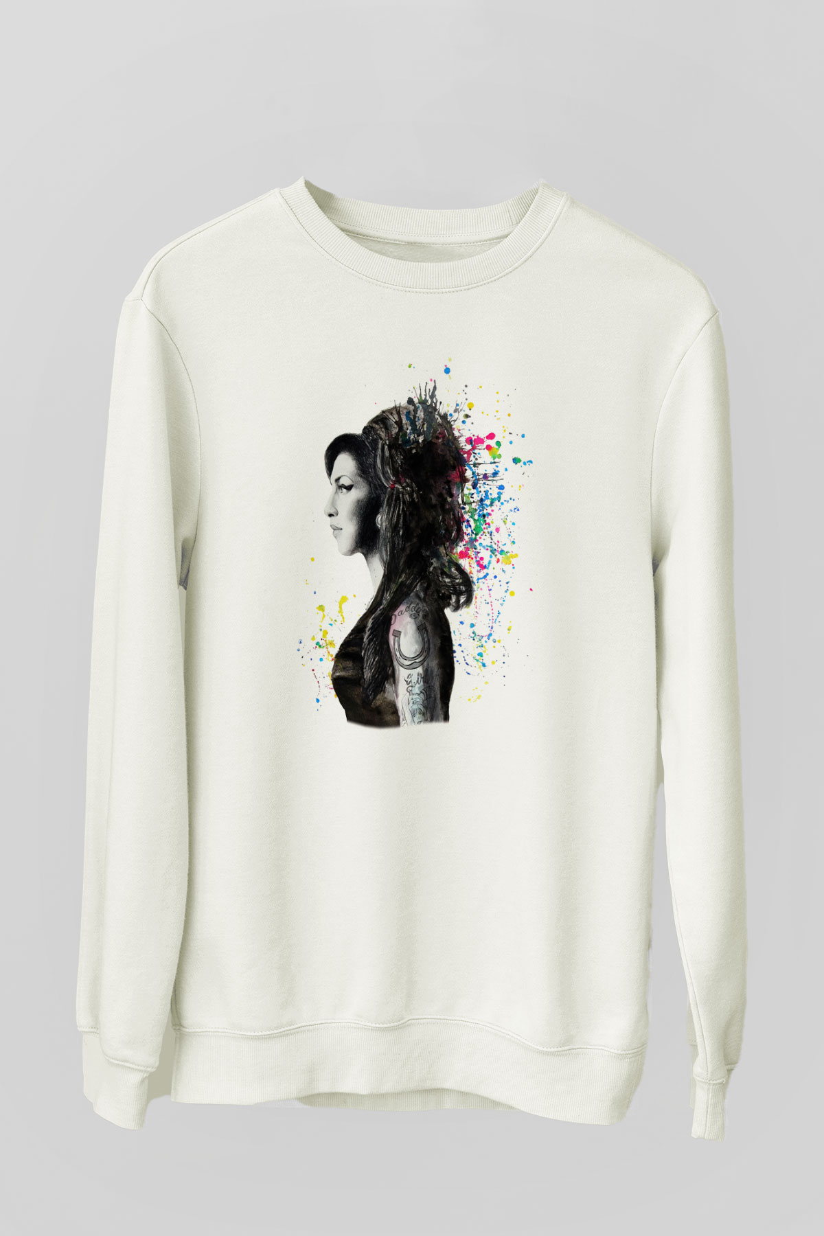 Amy Winehouse Beyaz Unisex Sweatshirt