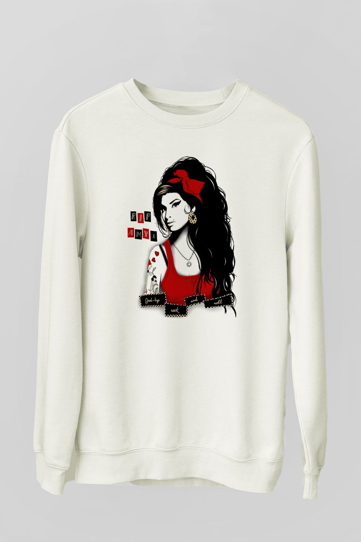 Amy Winehouse Beyaz Unisex Sweatshirt