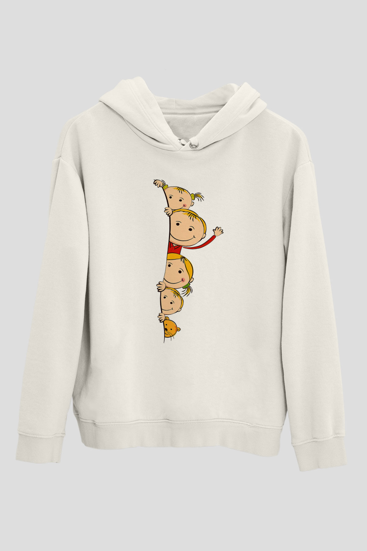 Ana okulu Beyaz Unisex Hoodie