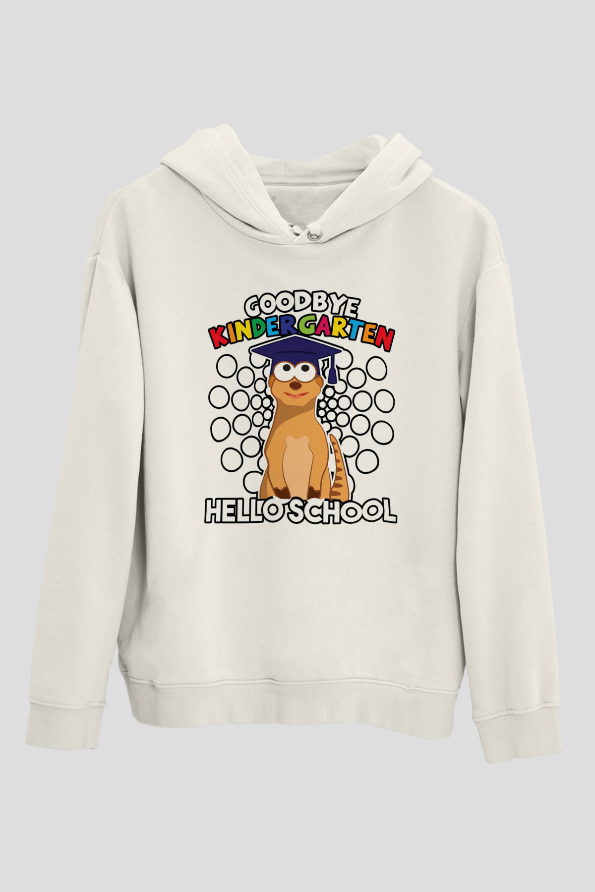 Ana okulu Beyaz Unisex Kapüşonlu Sweatshirt