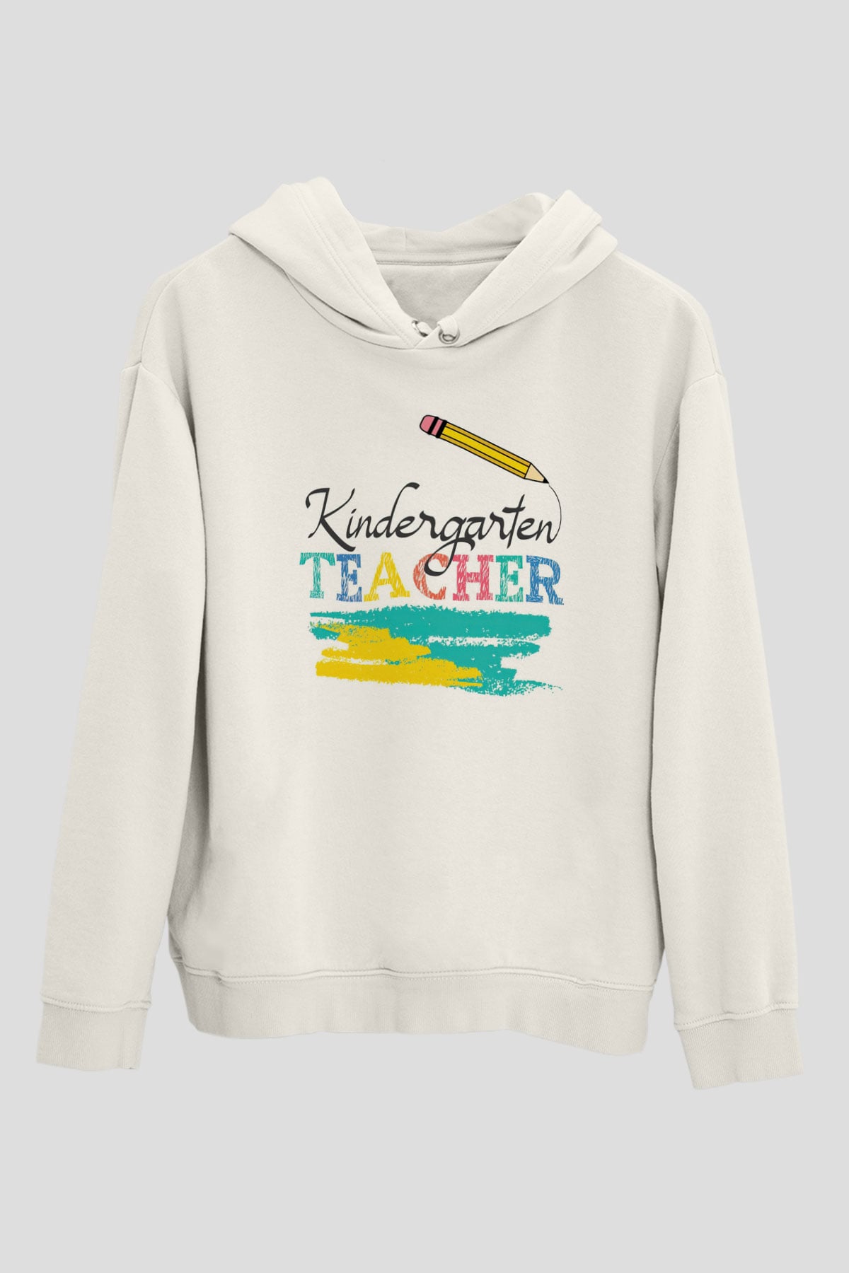 Ana okulu Beyaz Unisex Kapüşonlu Sweatshirt