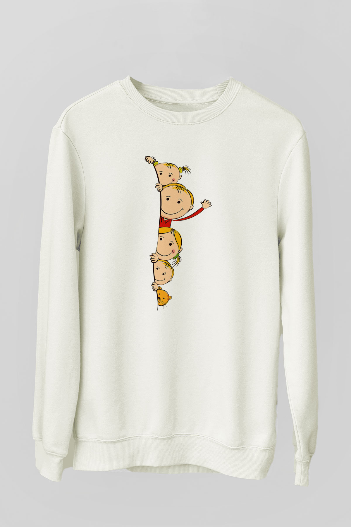 Ana okulu Beyaz Unisex Sweatshirt