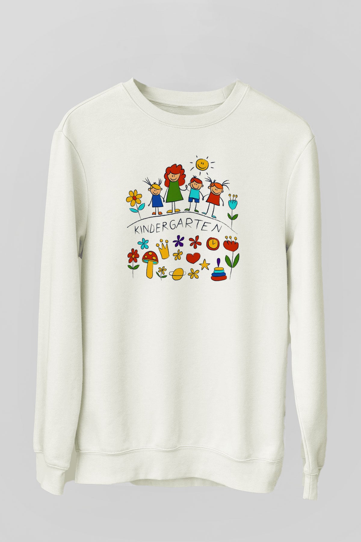 Ana okulu Beyaz Unisex Sweatshirt